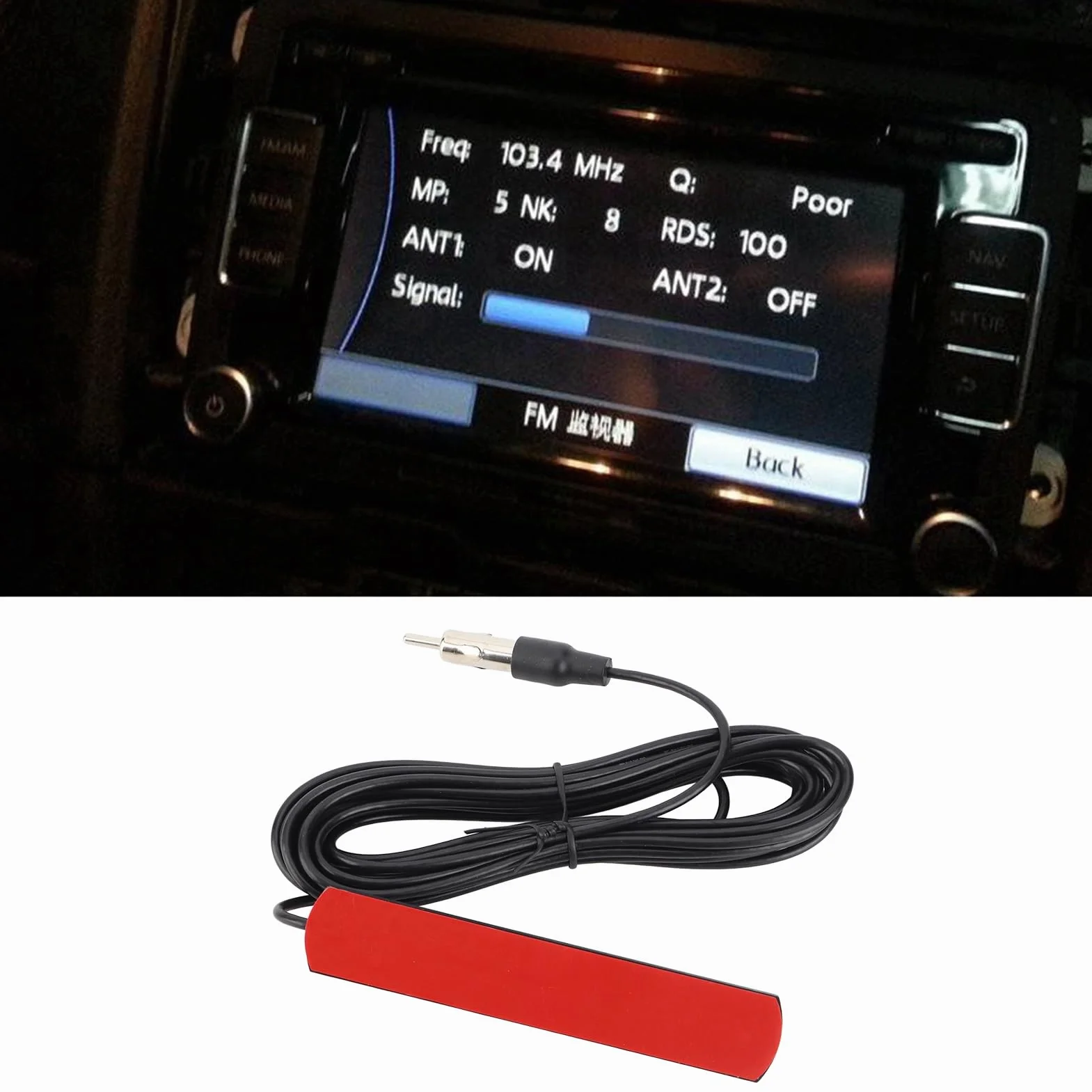 Uniwersalna antena FM do radia samochodowego kabel 5 m