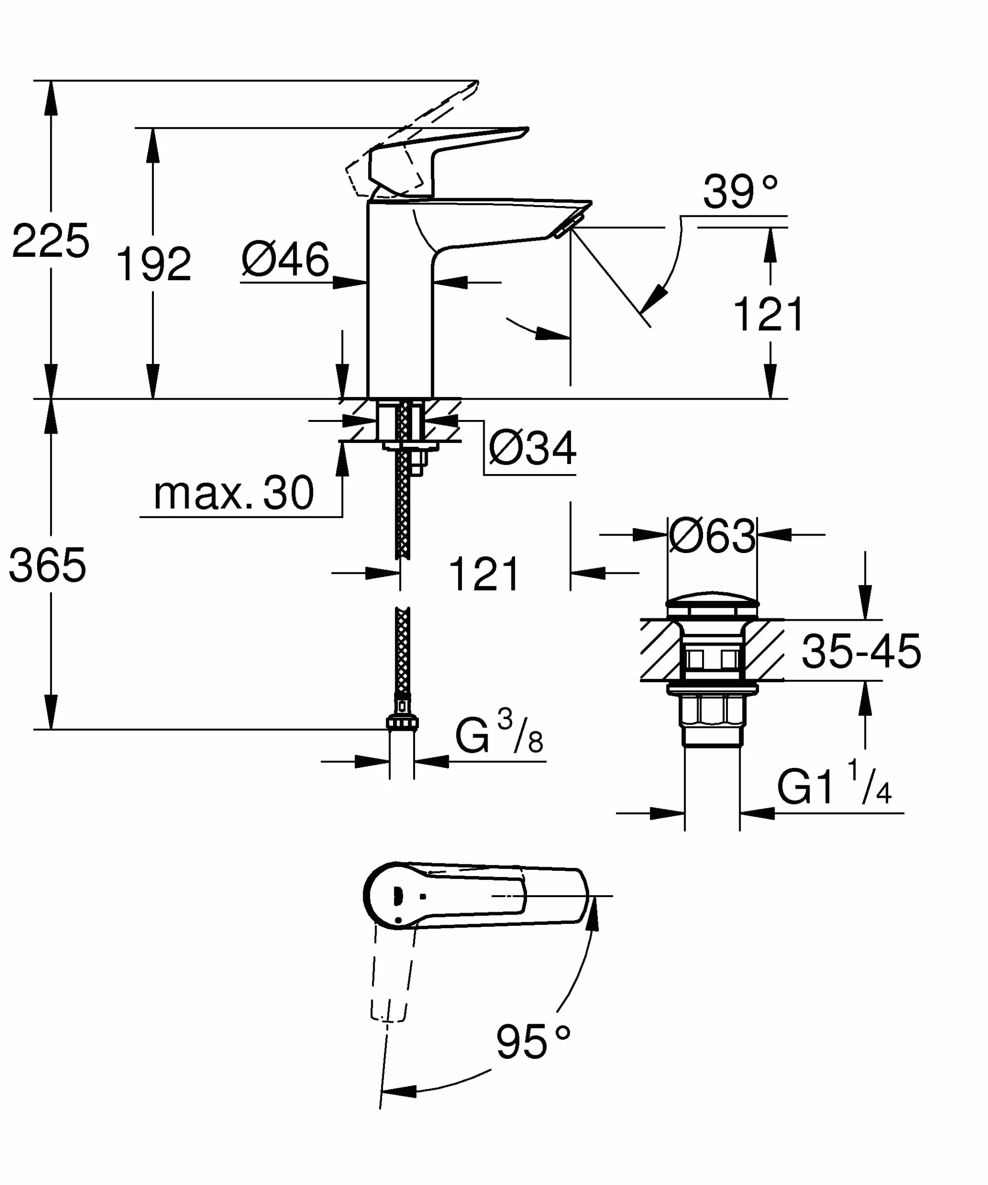 Grohe Start 2021 Bateria, Srebrny, ‎35.2 x 17.5 x 6.9 cm; 1.85 kg