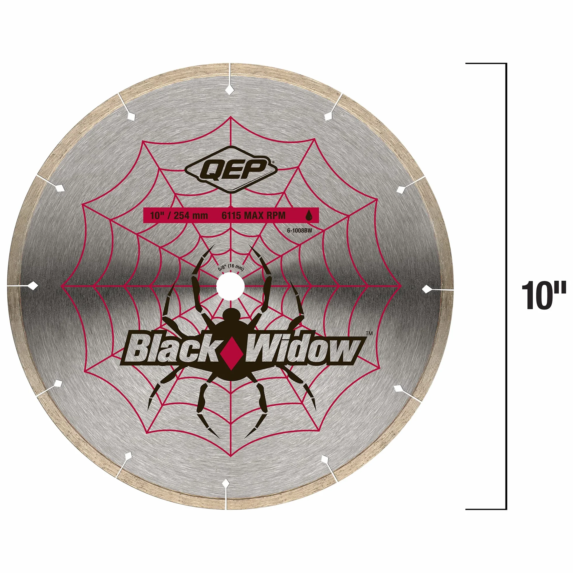 QEP 6-1008BW 25,4 cm czarna wdowowa mikrosegmentowa krawędź diamentowa ostrza, 15 cm altana, cięcie na mokro, maks. 6115 obr./min