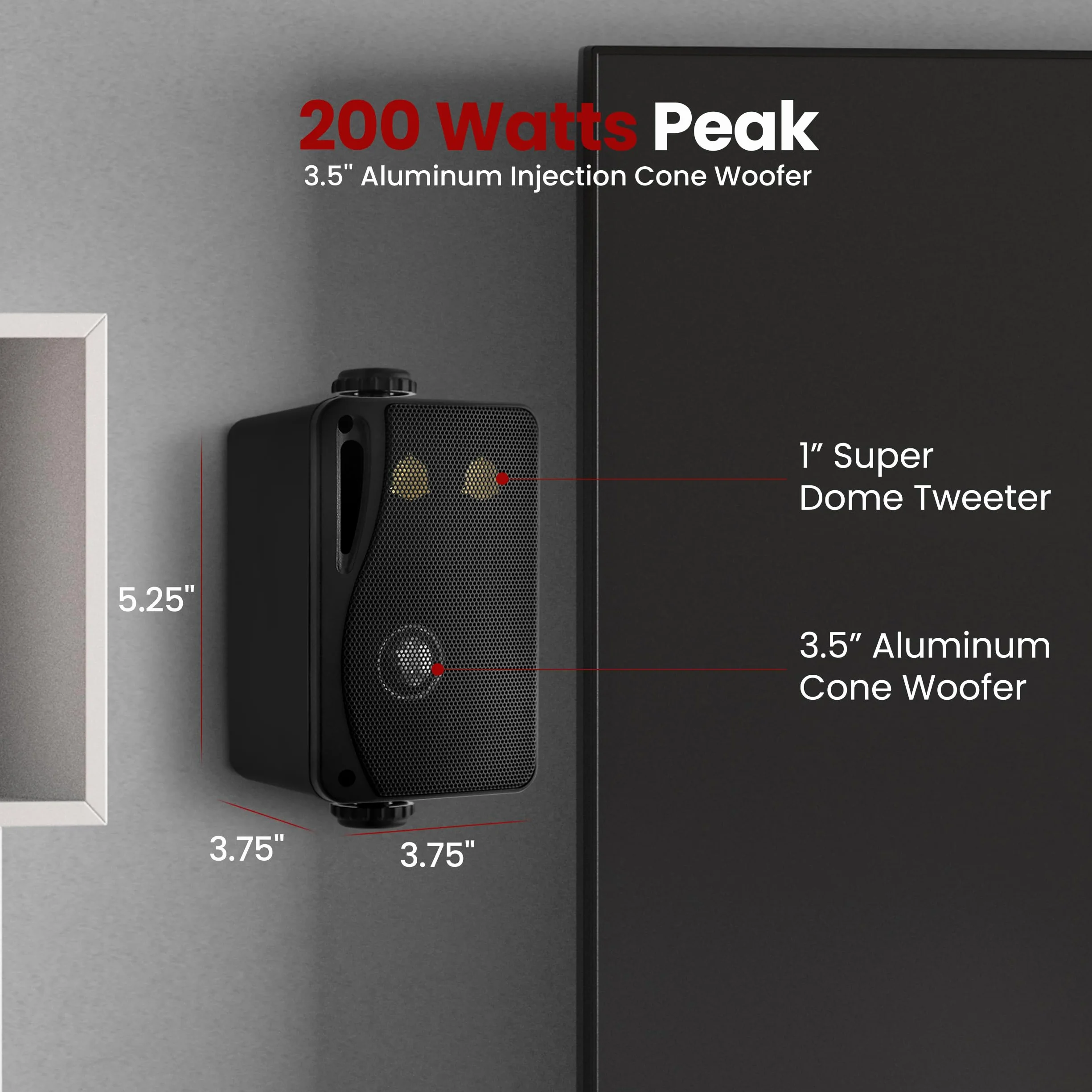 Pyle Wodoszczelny głośnik 3,5-calowy 200 W 3-drożny mini box