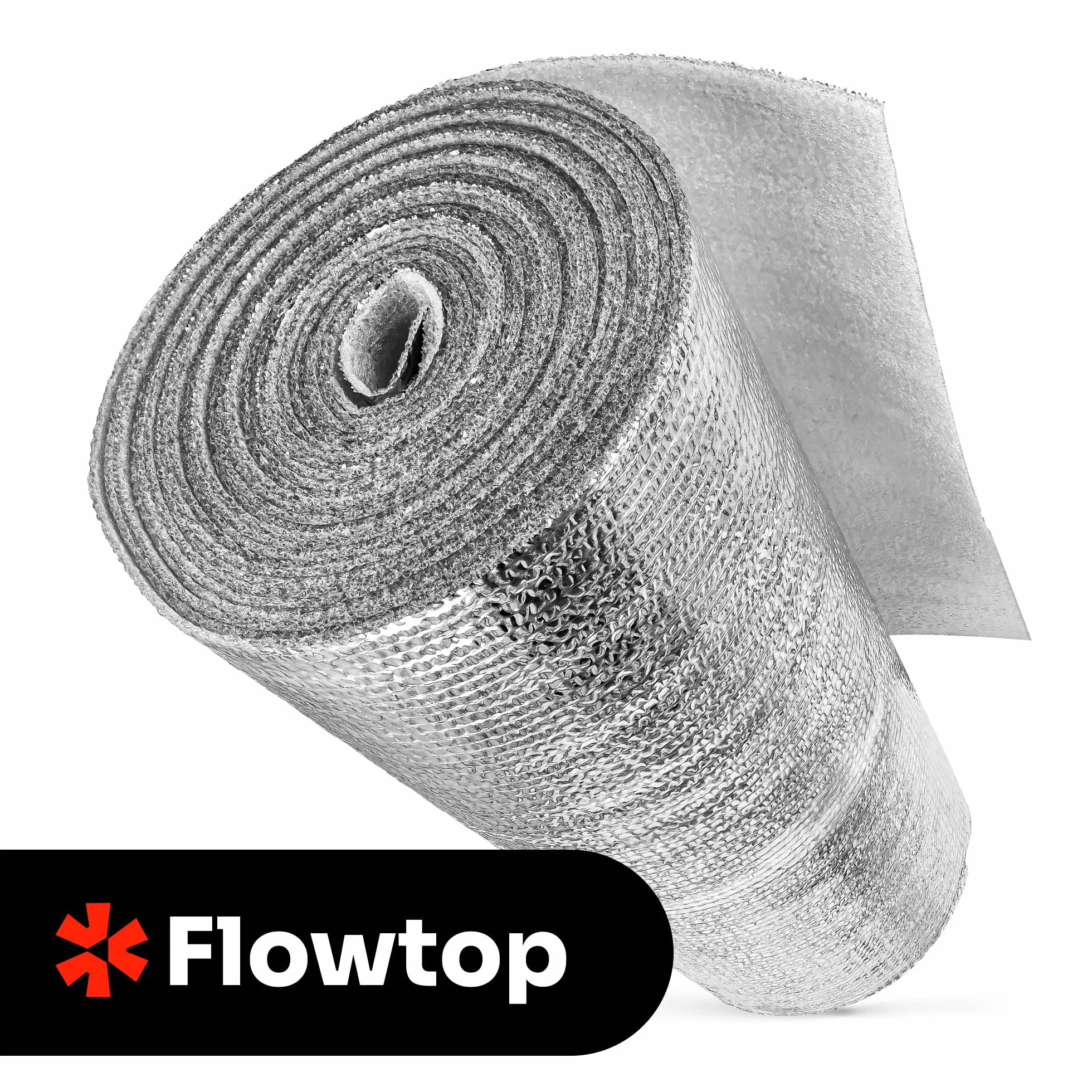 FLOWTOP folia odblaskowa do grzejników, 10 m x 0,5 m, folia izolacyjna, płyta odblaskowa, folia izolacyjna 3 mm, folia termiczna, folia aluminiowa, folia izolacyjna, metaliczna