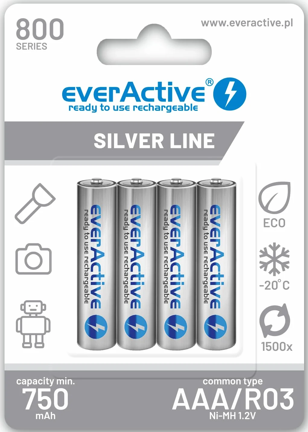 everActive Akumulator AAA 800 mAh NI-MH Micro R03 1,2 V 4 sztuki blister