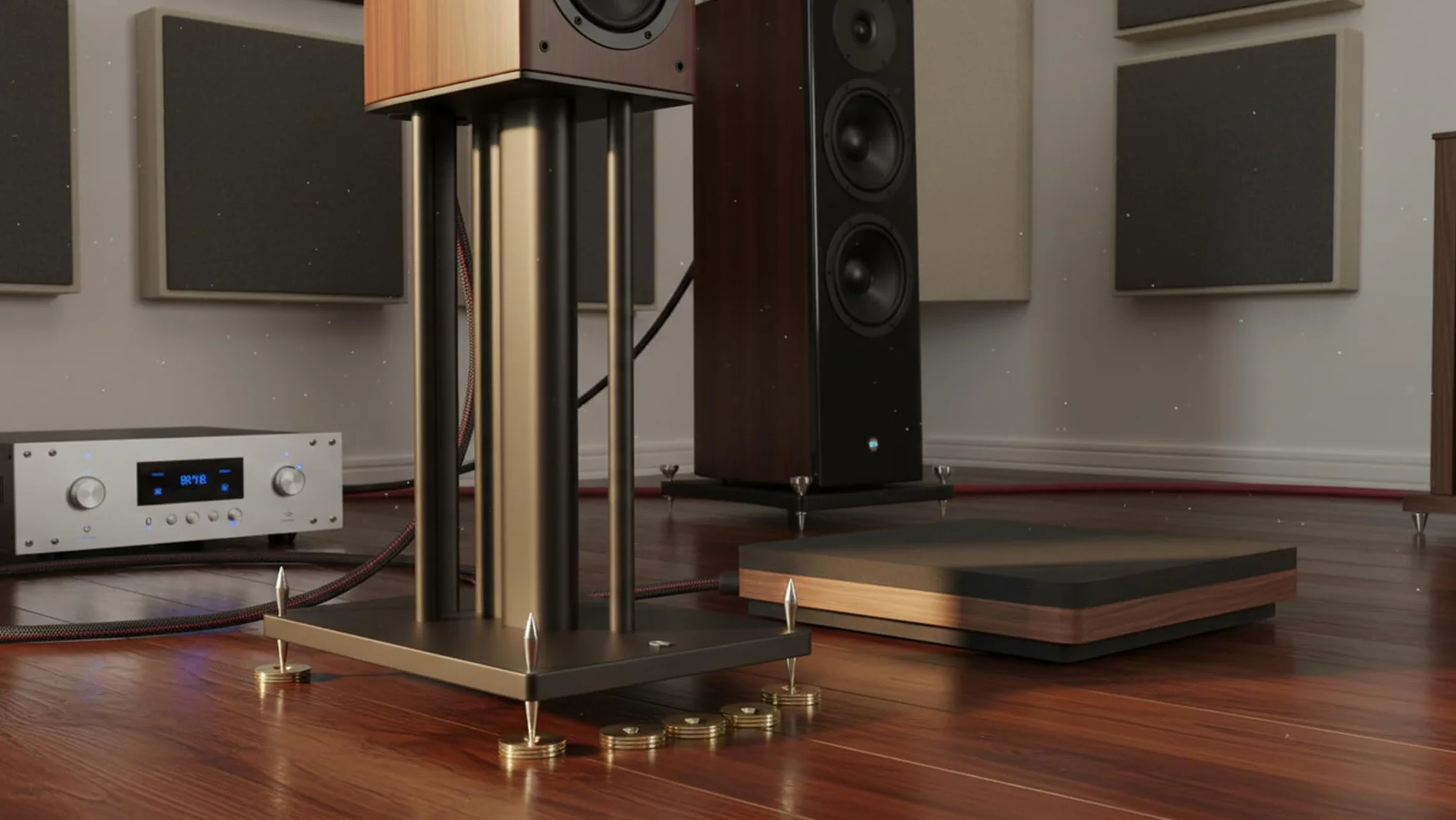 Podkładki tłumiące wibracje głośnika 20 mm mosiądz do stojaka Hi-Fi 8 szt.