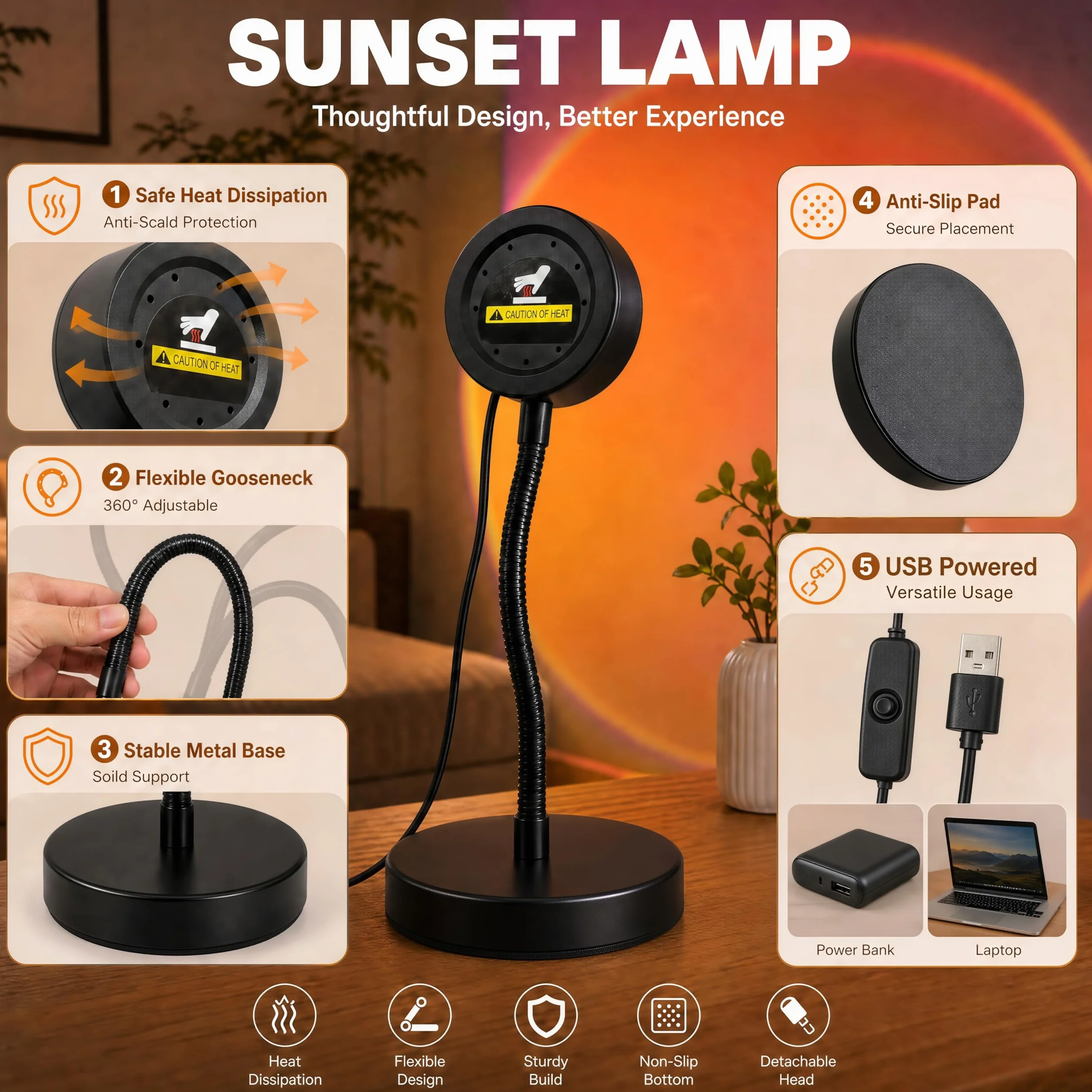 QUIGO Sunset Lamp Sonnenuntergang Lampe Led Licht Nachtlicht mit Smart App Control für Selfie Lampe Beleuchtung Schlafzimmer Wohnzimmer Party Lampe Schlafzimmer Aesthetic Room Decor…