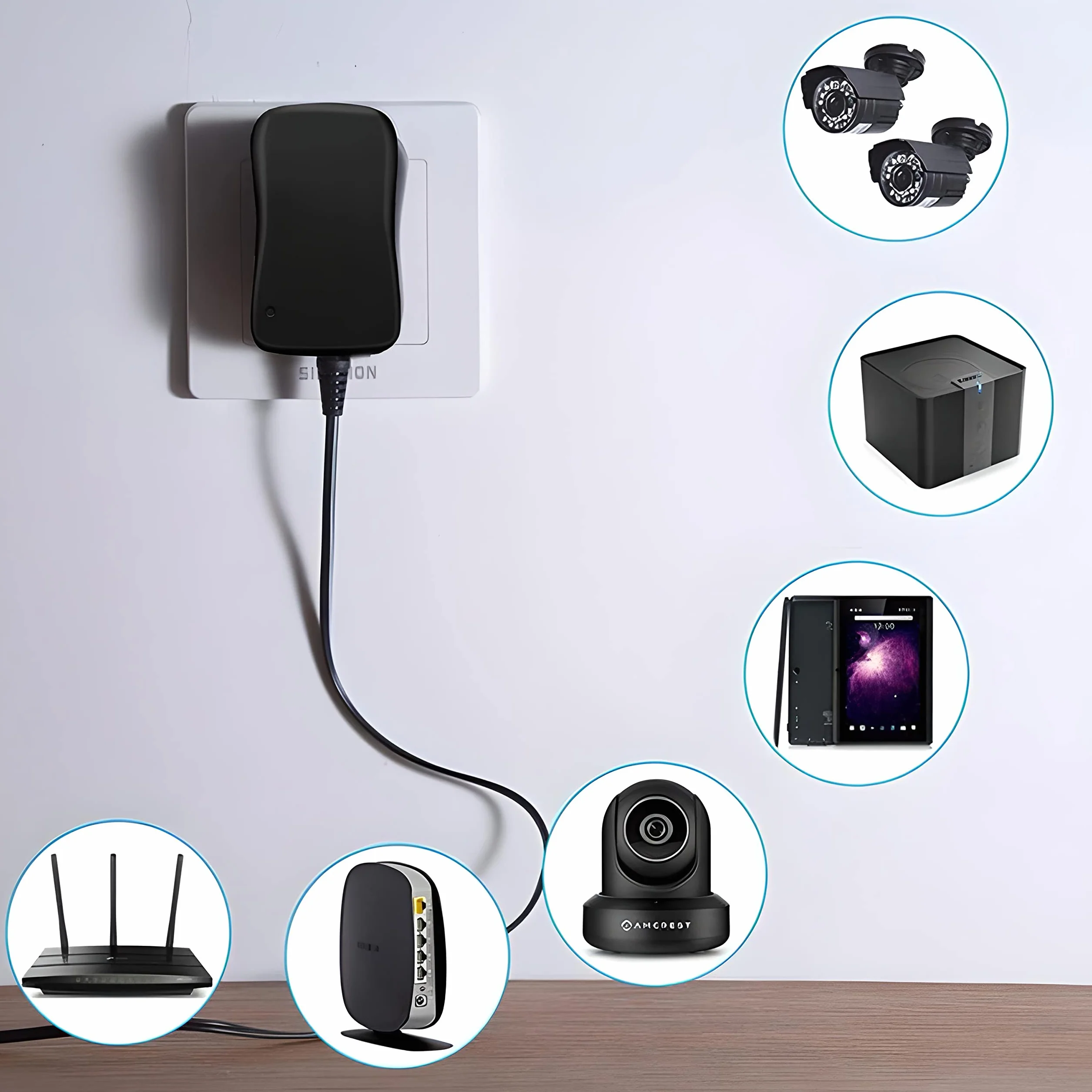 Retoo Uniwersalny zasilacz AC 12 V, uniwersalny zasilacz 30 W, 6 wyjmowanych gniazd, regulowany zasilacz do urządzeń elektronicznych 3-12 V i taśm LED, adapter do