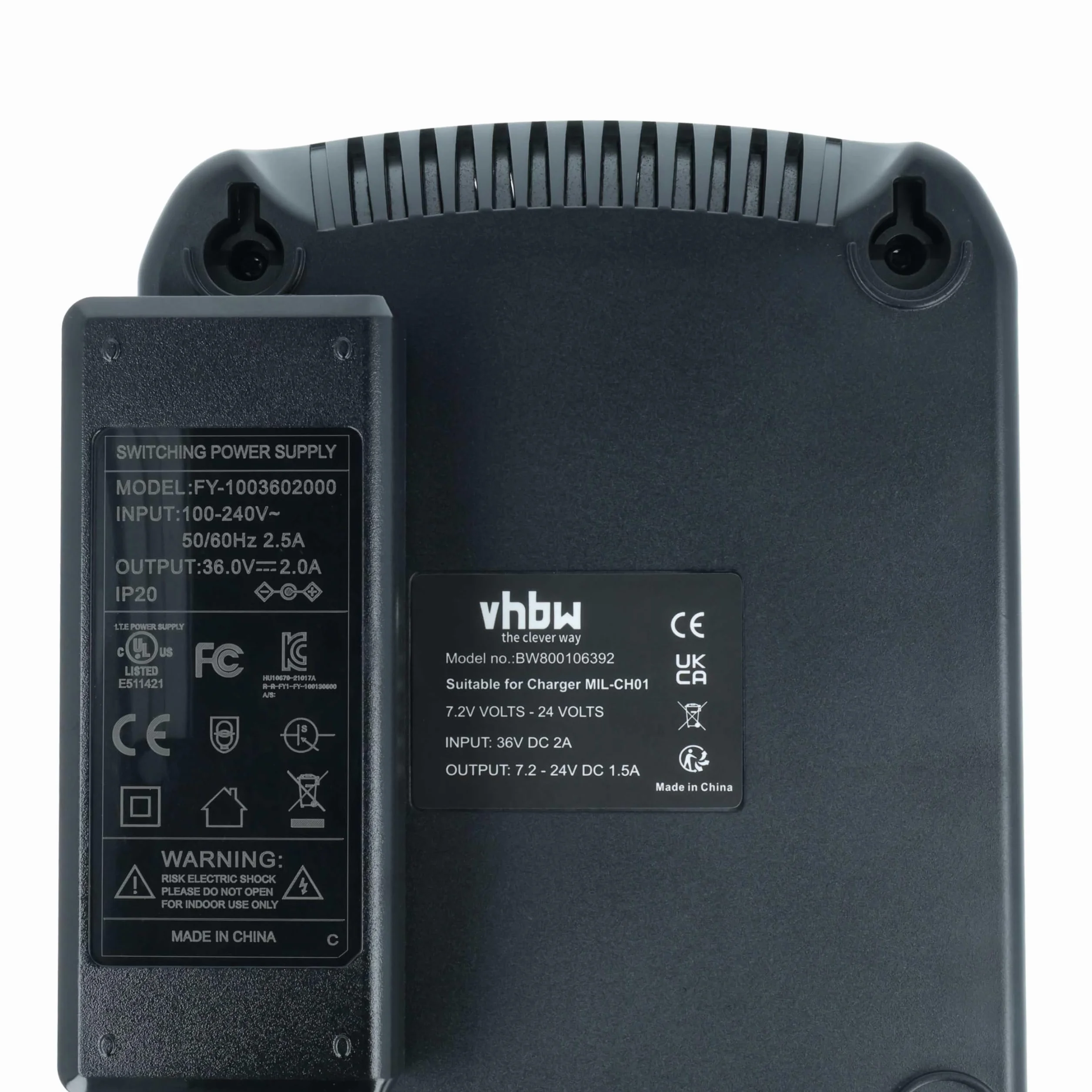 vhbw Ładowarka 7,2-24 V kompatybilna z AEG WBE2E 12, SB2E 12, PSM 12PP, System PBS3000 Ni-Cd, NiMH, Li-Ion narzędzia, 120 W