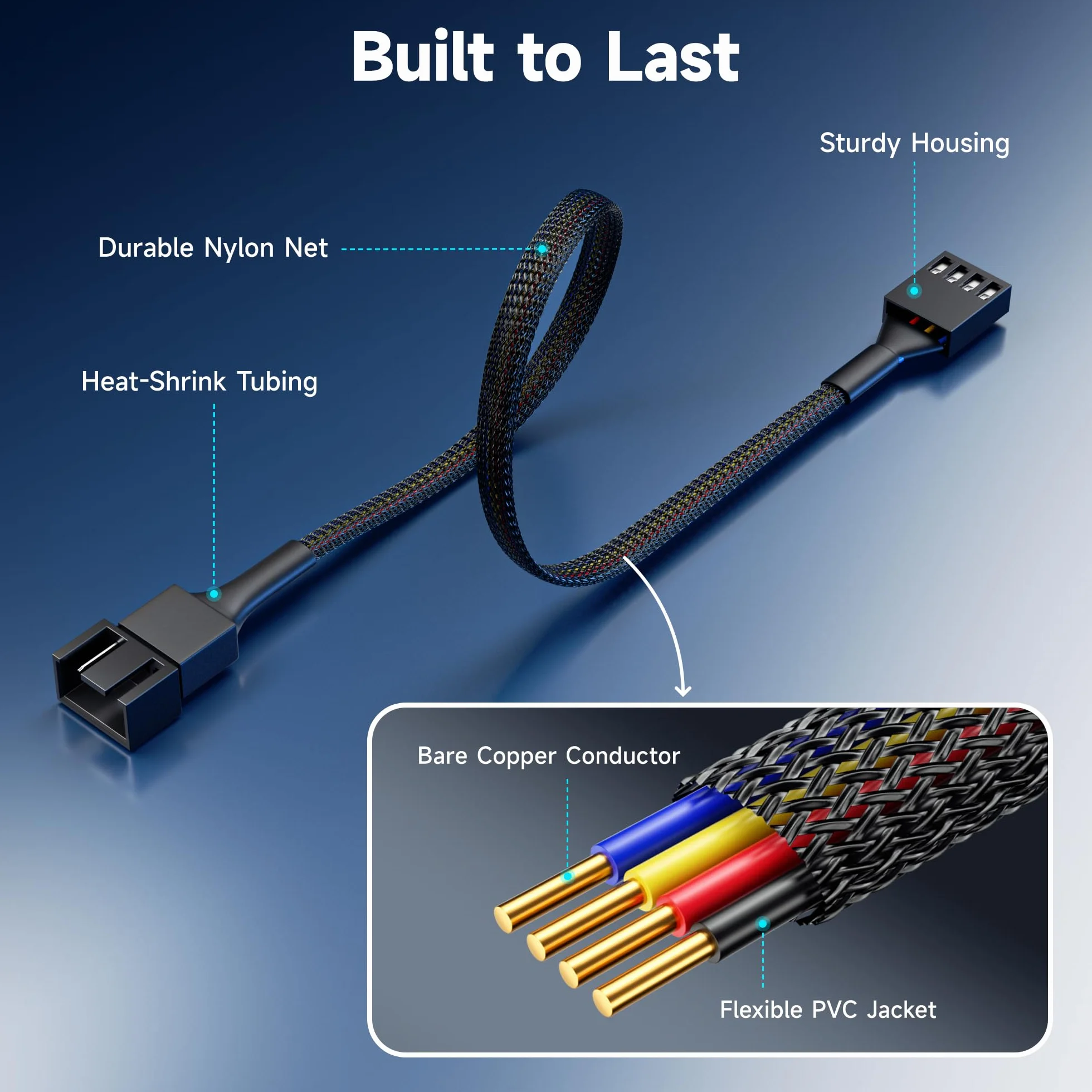 Cable Matters 4-pinowy kabel przedłużający do wentylatora PWM 30 cm