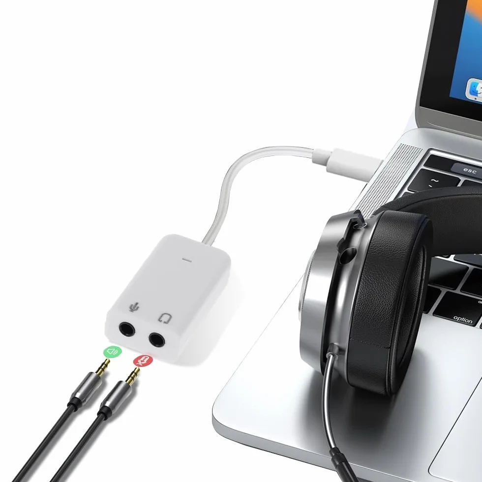 Adapter karty dźwiękowej audio USB 2.0 do PC z jack 3,5 mm, biały