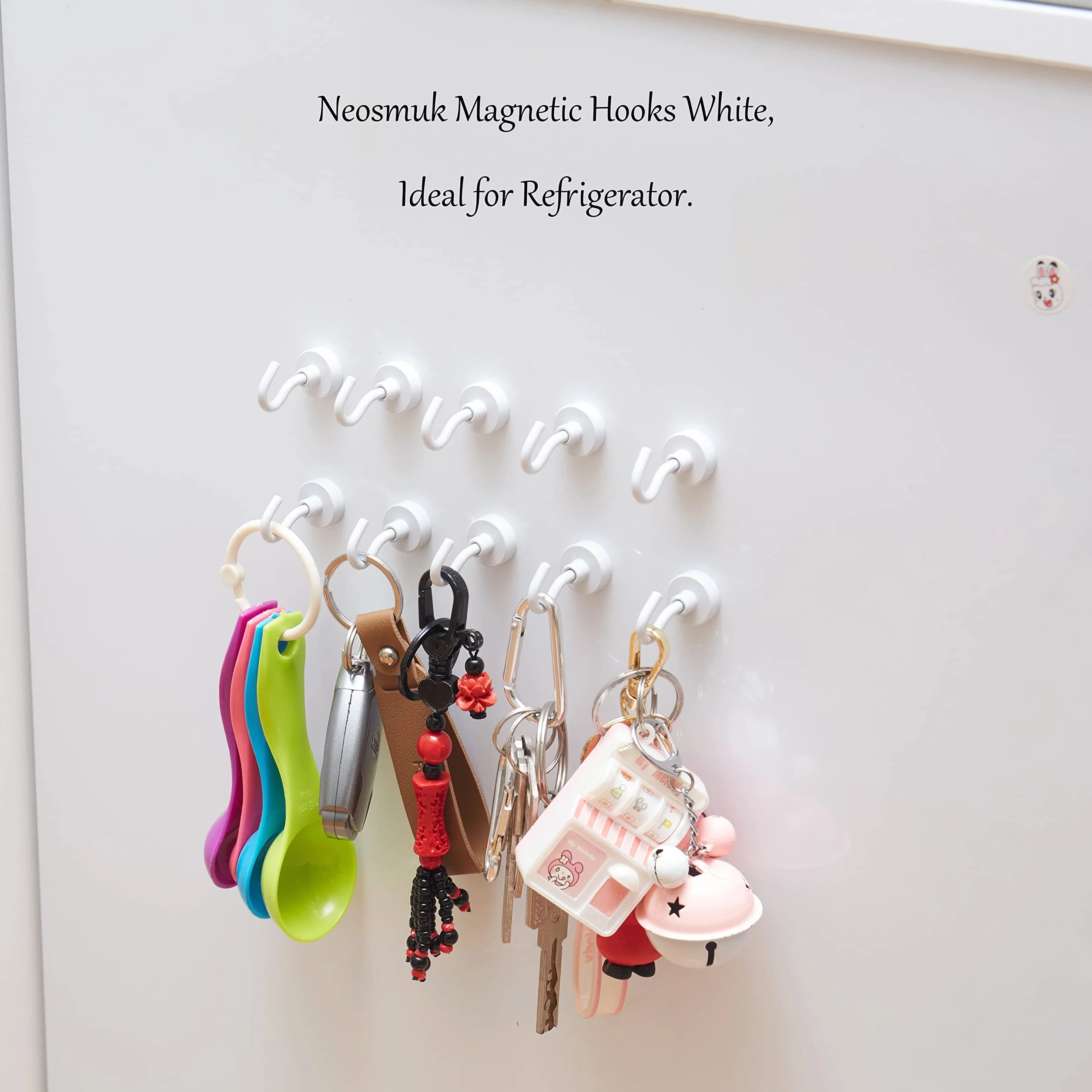 Neosmuk Haczyki magnetyczne, 10 kg + bardzo mocny magnes do grilla, magnesy neodymowe, uchwyt magnetyczny, do wyposażenia warsztatowego (białe, 10 sztuk)