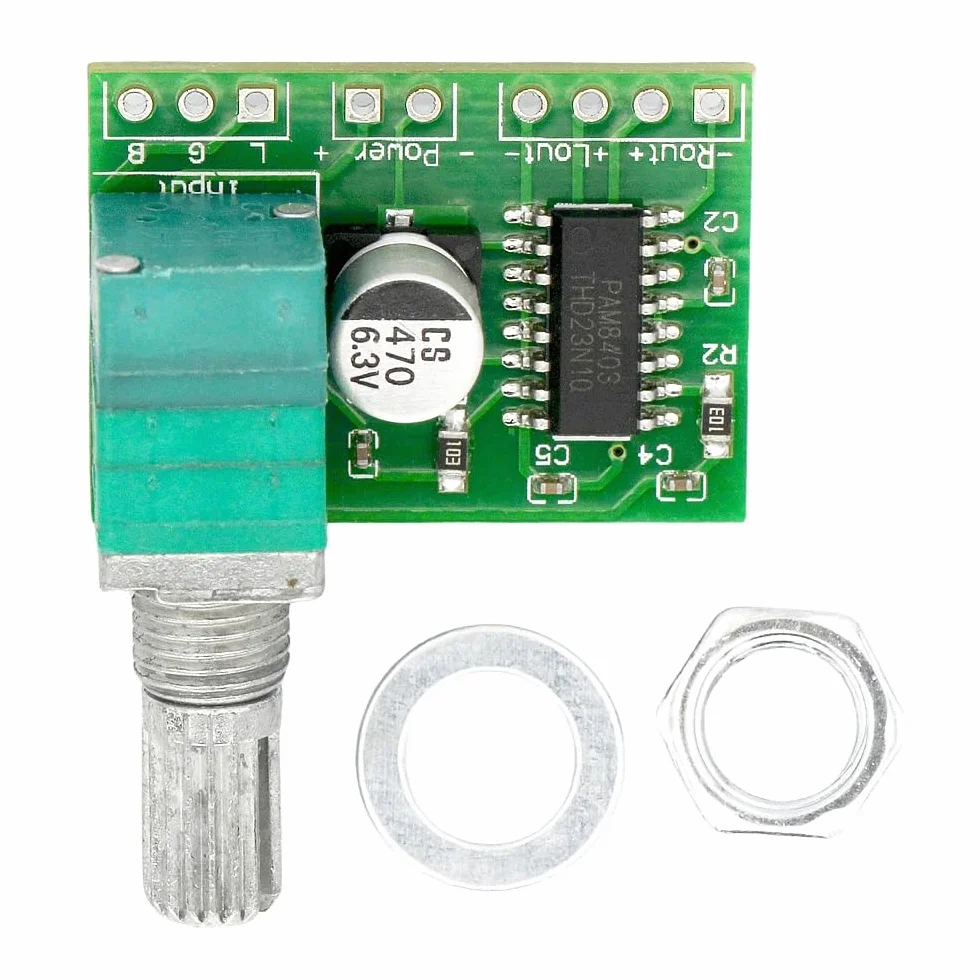 DollaTek Super ma?y wzmacniacz audio 3 W + 3 W DC 5 V, por?czny cyfrowy modu? stopniowo?ci, dwukana?owy wzmacniacz stereo PAM8403 z potencjometrem do przeno?nych g?o?ników DIY