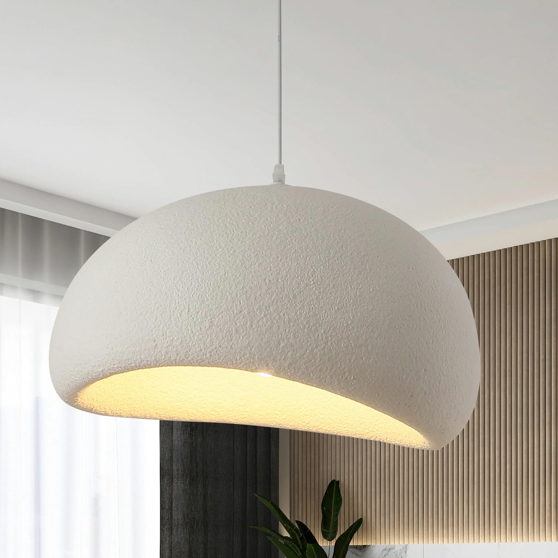 Nowoczesna lampa wisząca 50 cm do jadalni, kuchni, wyspy świetlnej, korytarz, restauracja, lampa wisząca, podstawa E27, japoński styl Wabi-Sabi, lampa wisząca