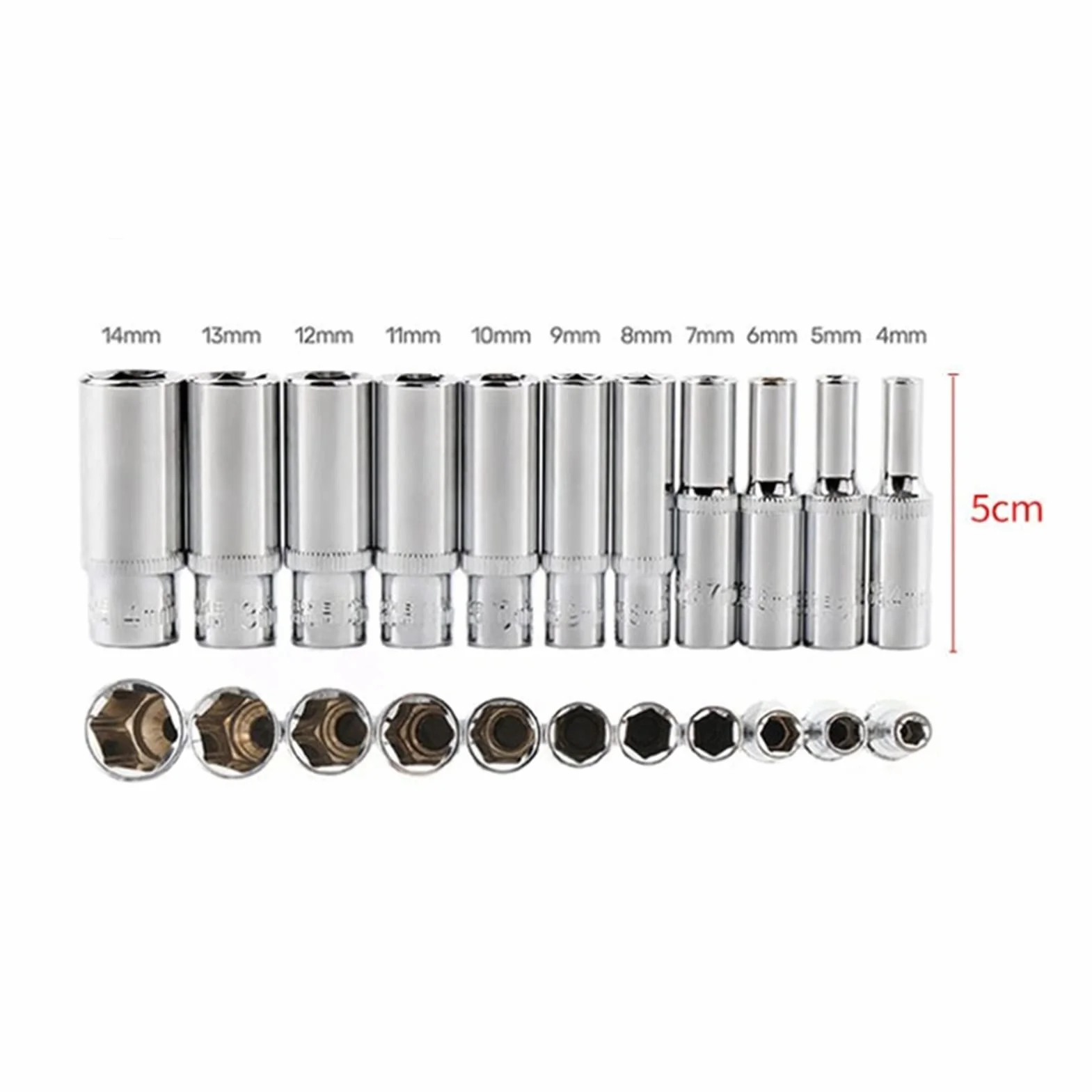 Zestaw 11 nasadek 1/4" z adapterem, nasadki długie 4-14 mm, głowice narzędziowe z kluczem dynamometrycznym i grzechotką, uchwyt wiertarski