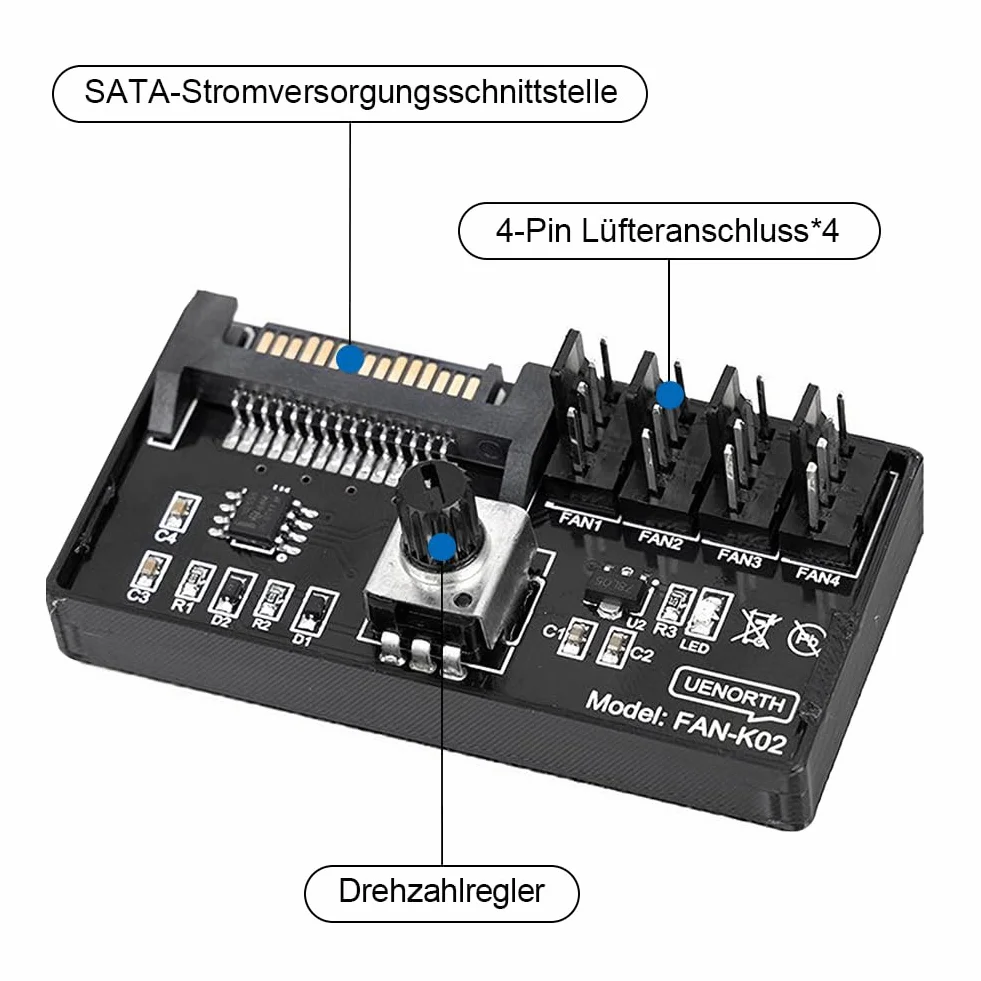 Joycabin regulator prędkości wentylatora 4-pinowy PWM 12 V SATA