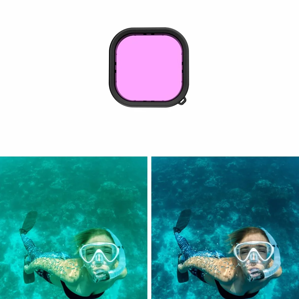 MOJOGEAR Filtr zanurzeniowy do GoPro Hero 13, zestaw 3 szt. z czerwonym, magenta i różowym filtrem do korekcji kolorów podczas zdjęć podwodnych, akcesoria do MOJOGEAR wodoszczelna obudowa