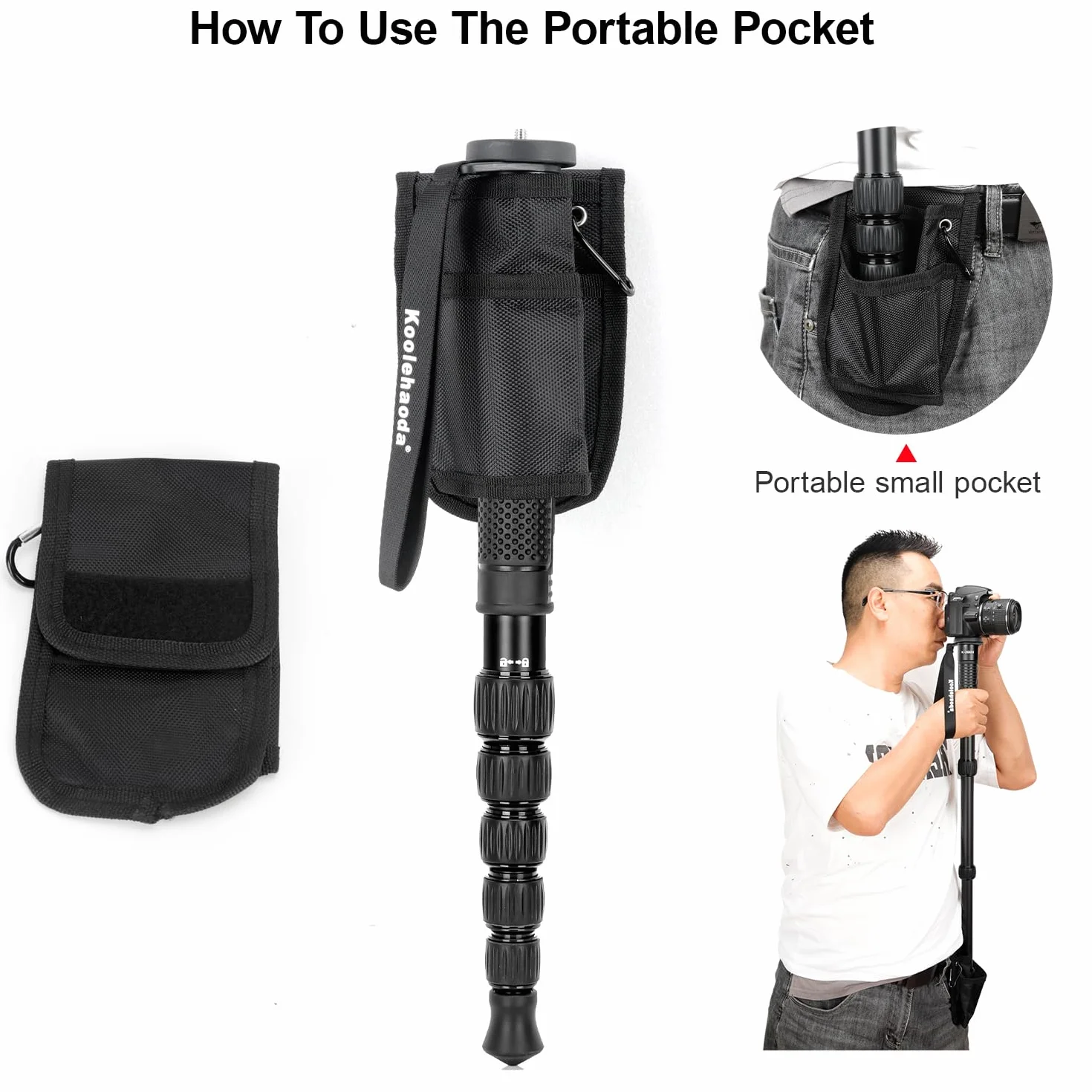 Koolehaoda Aluminiowy Monopod Składany 43 cm Statyw Fotograficzny do Aparatu
