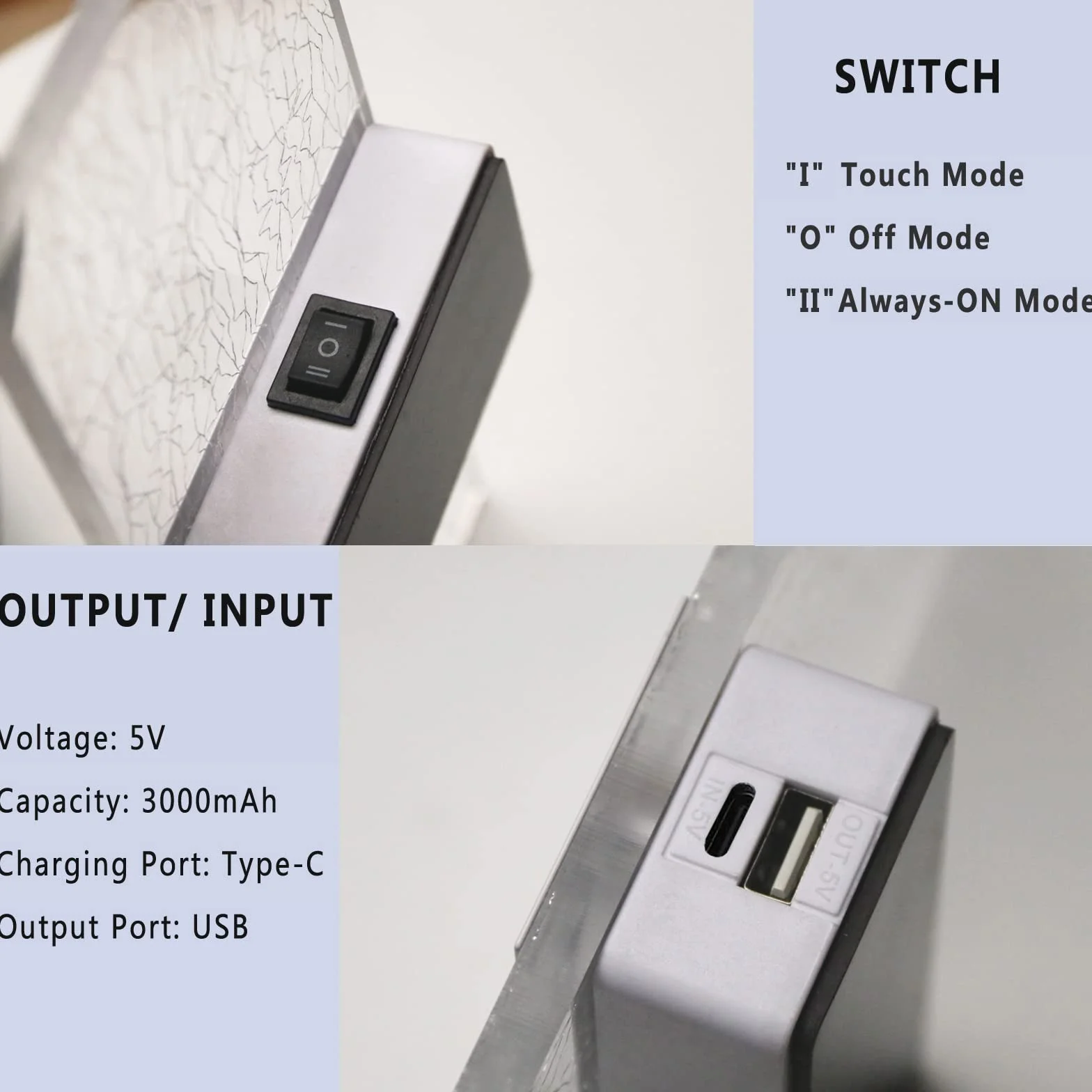 VOMI Bezprzewodowa lampa ścienna LED na baterie, lampa ścienna do sypialni z akumulatorem USB, lampka nocna z przełącznikiem, zestaw 2 lamp magnetycznych 6000K, oświetlenie ścienne 3 regulowana