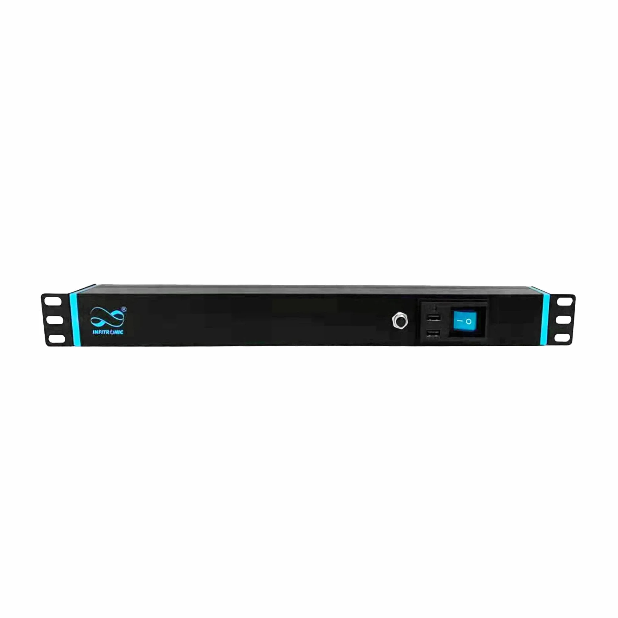 Infitronic - INSV1010 – 19 cali PDU 8-krotna listwa zasilająca 1 HE rozdzielacz zasilania Power Twist z ochroną przed przepięciem + 2 x ładowanie USB
