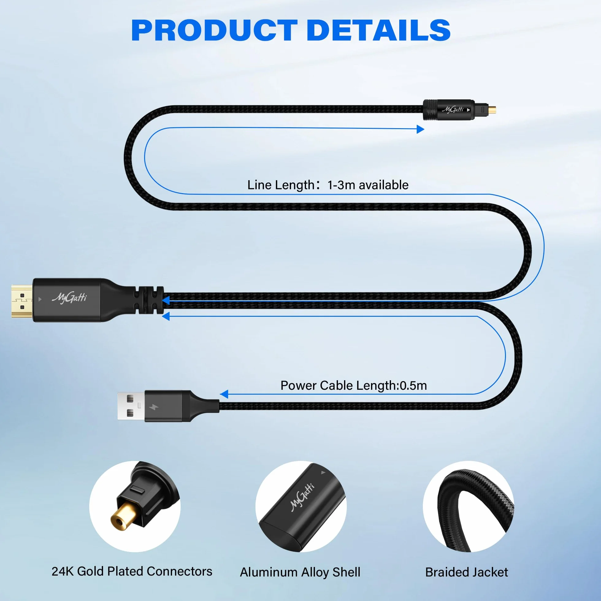 192 kHz jednokierunkowy 2 m HDMI ARC/eARC na optyczny konwerter Toslink, kabel konwerterowy do telewizora na soundbar, wzmacniacz kina domowego, stare głośniki – Plug & Play