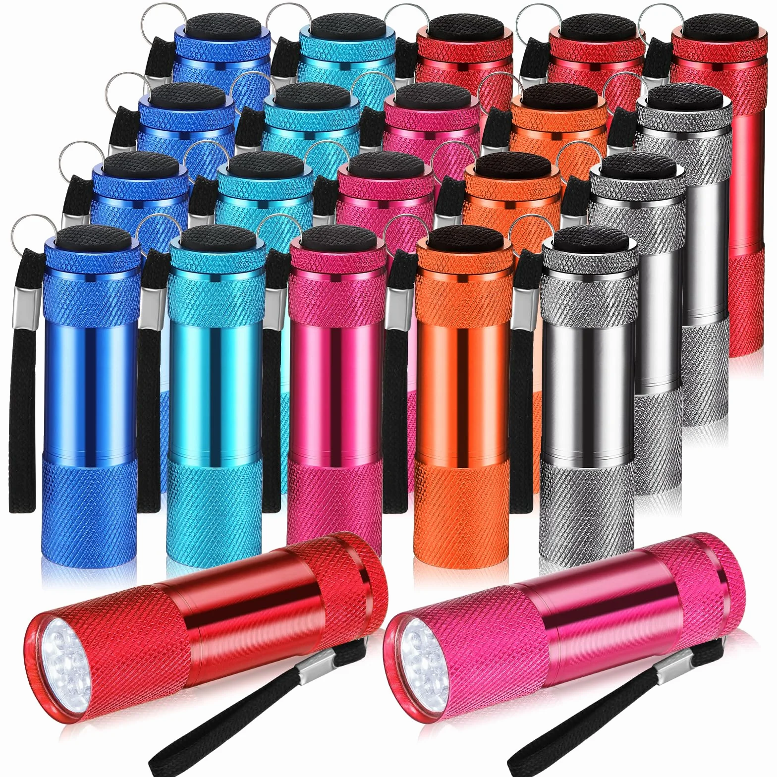 VIHOSE Mini latarki luzem, jasna, aluminiowa ręczna lampa błyskowa ze smyczą, małe latarki LED do nocnego czytania dla dzieci, awaryjne, huragan, kemping, wędrówki, baterie nie są dołączone (urocze)