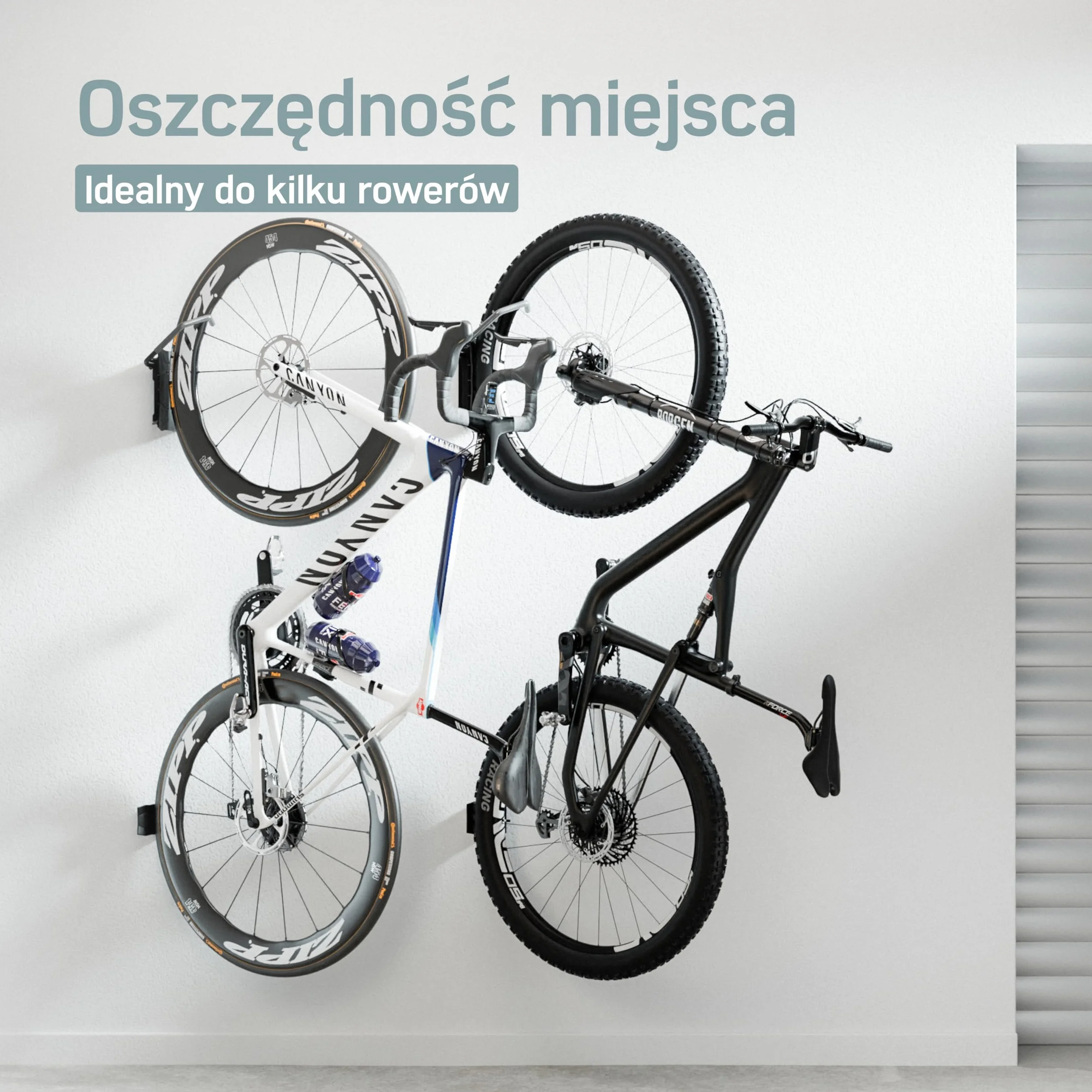 Borgen Ścienny uchwyt rowerowy pionowy, obrotowy, do 35 kg – Oszczędzający miejsce uchwyt na rower do montażu na ścianie, w zestawie kołki Fischer DuoPower