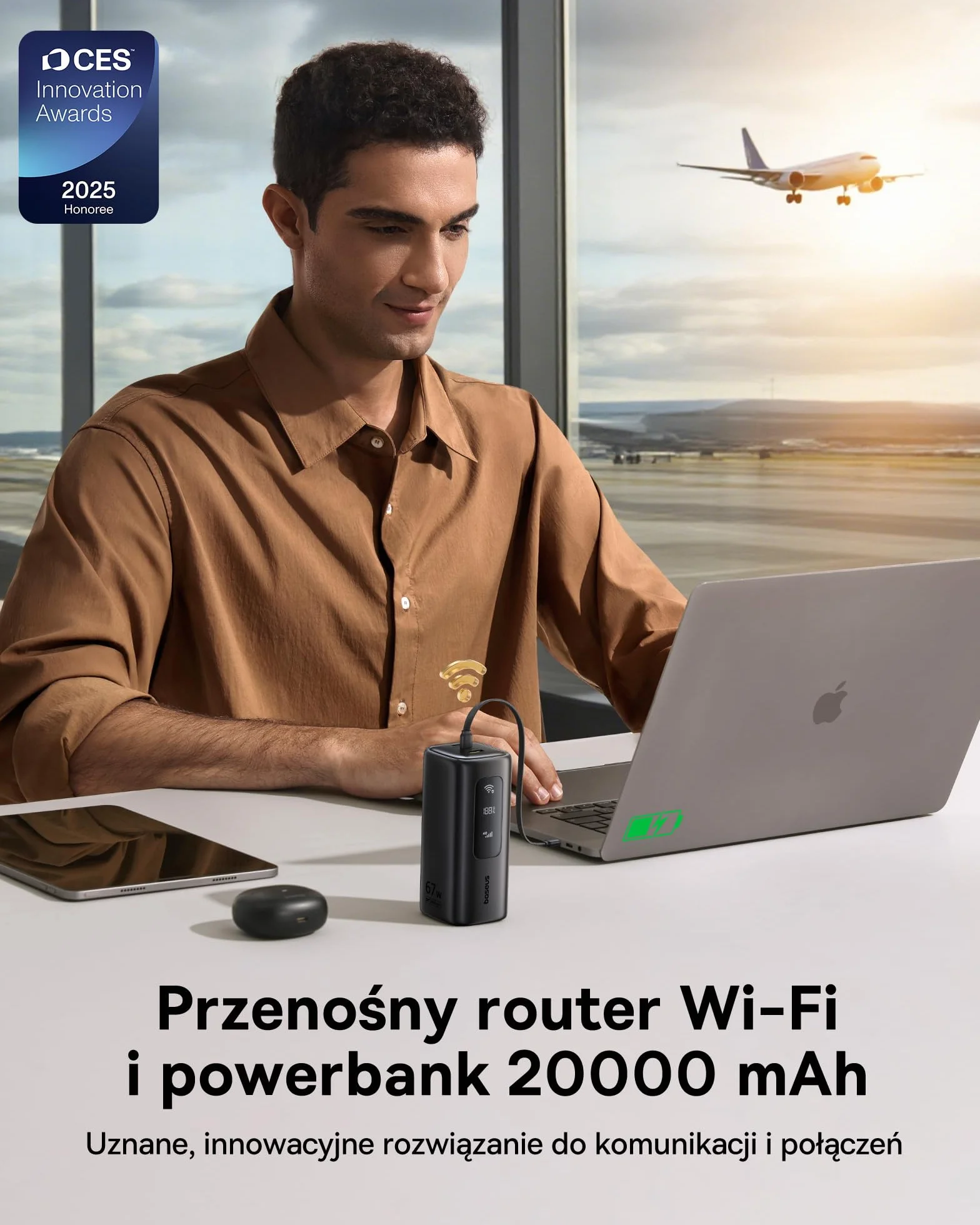 Baseus Mobilny router WLAN, przenośny hotspot, akumulator 20000 mAh 67 W