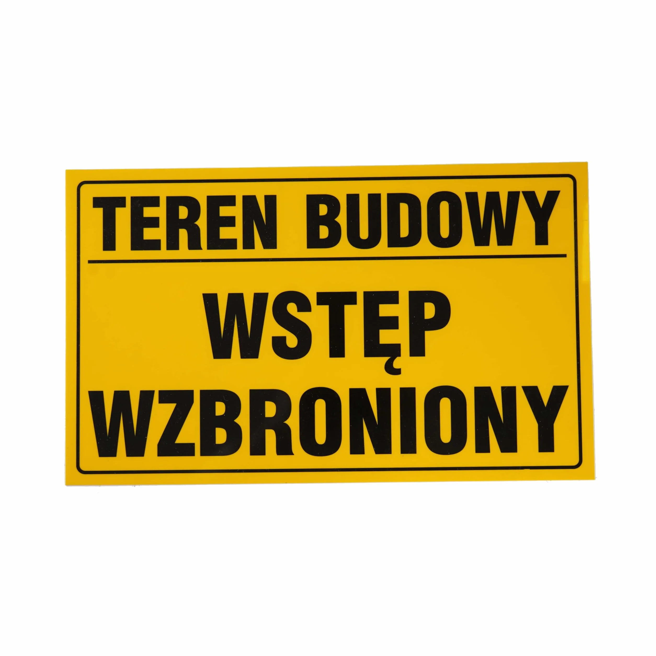 Tablica Piktogram PCV 20x33 cm, Tabliczka TEREN BUDOWY WSTĘP WZBRONIONY, Odporna na Warunki atmosferyczne żółta informacyjna