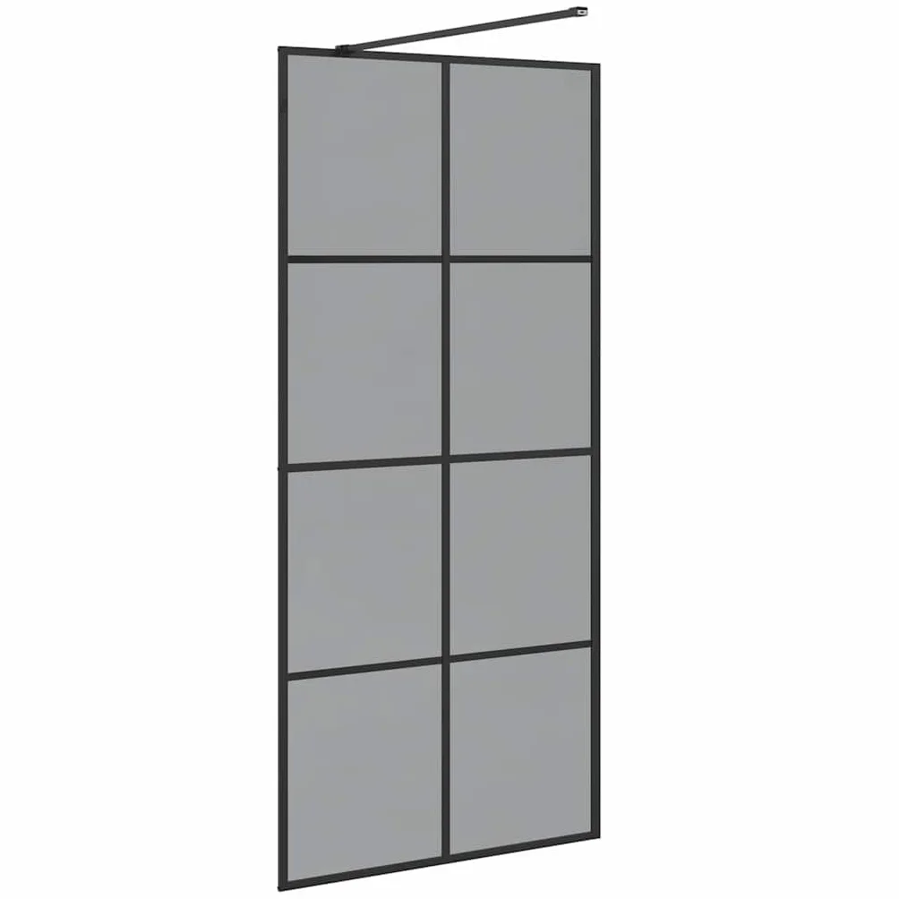 Ścianka prysznicowa Walk-in, czarna, 90 x 195 cm, z hartowanego szkła bezpiecznego, bez ramy, ze stabilnym profilem aluminiowym, regulowana 89-90 cm, ochrona przed pryskaniem drzwi wnękowych do