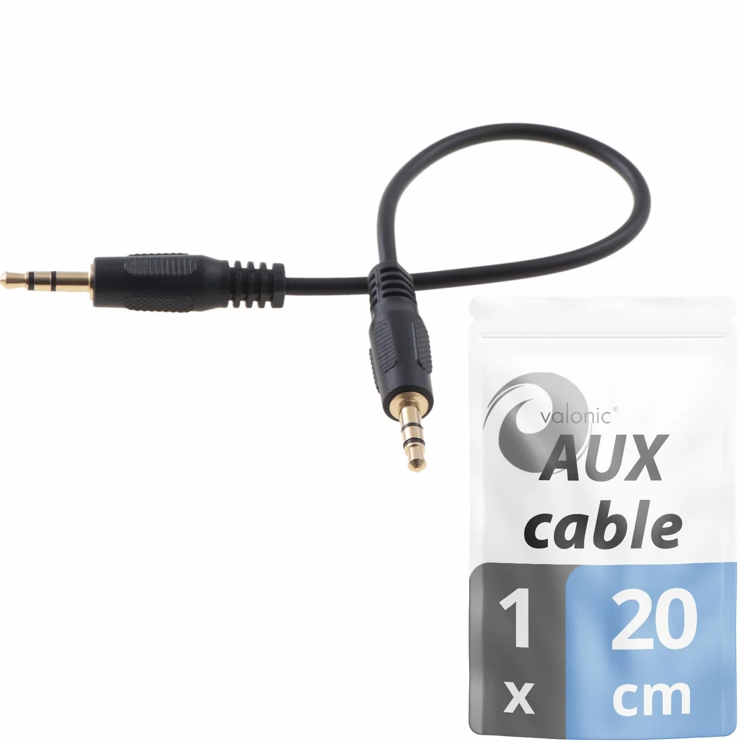 Kabel AUX 20 cm 3,5 mm jack audio czarny