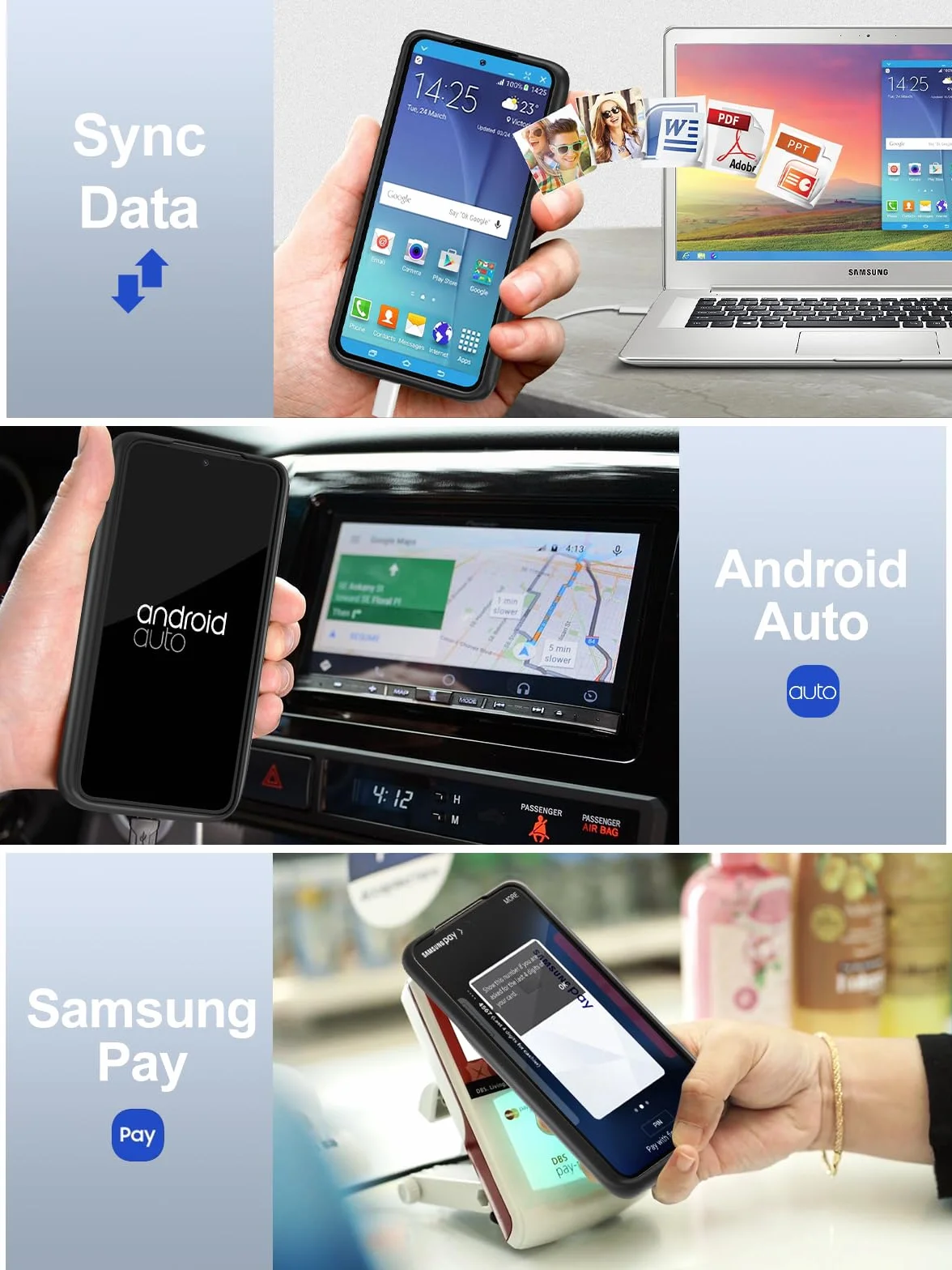 NEWDERY Etui na baterię 4700 mAh do Samsung Galaxy S23, Powerbank, Ładowarka bezprzewodowa Qi