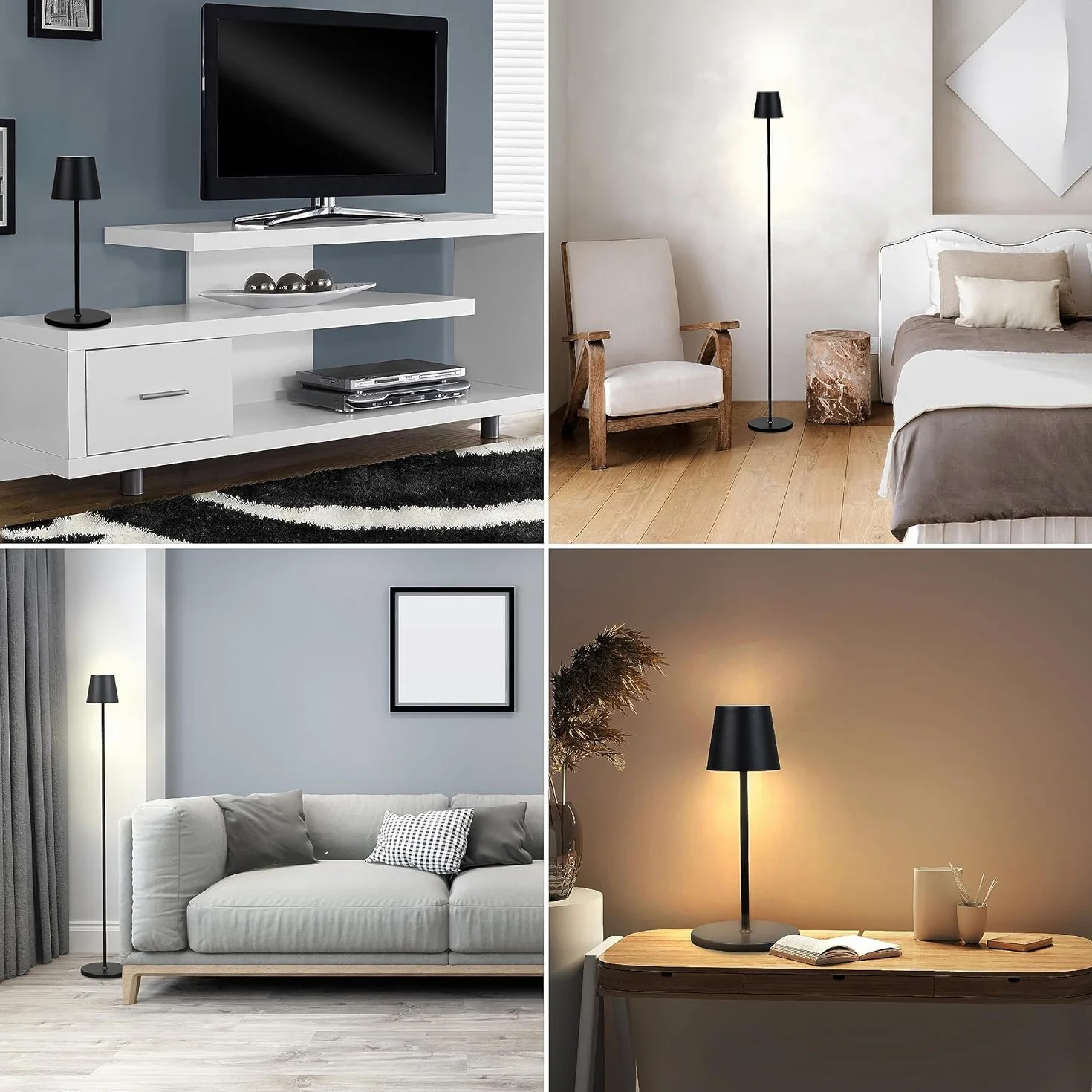 BestLuz Bezprzewodowa lampa podłogowa na zewnątrz, lampa akumulatorowa ściemnialna, 133cm 5X regulowana wysokość lampa stojąca, wodoodporna, lampa stołowa, lampa do czytania na patio, salon, sypialnia