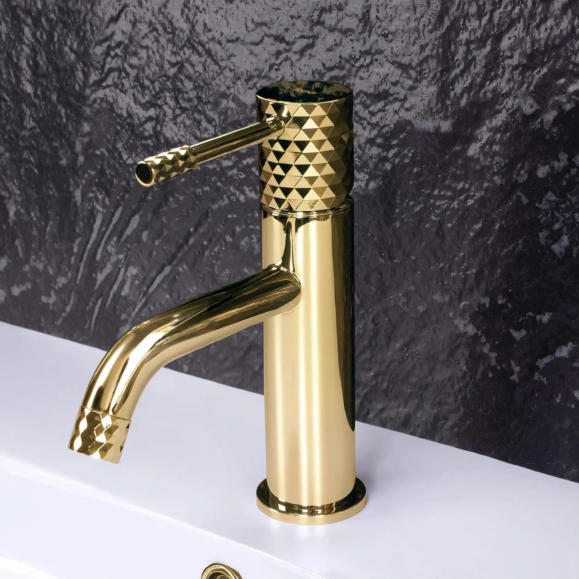 Rea - Bateria Umywalkowa Łazienkowa Lungo Diamond Niska, Mosiądz, Głowica Ceramiczna