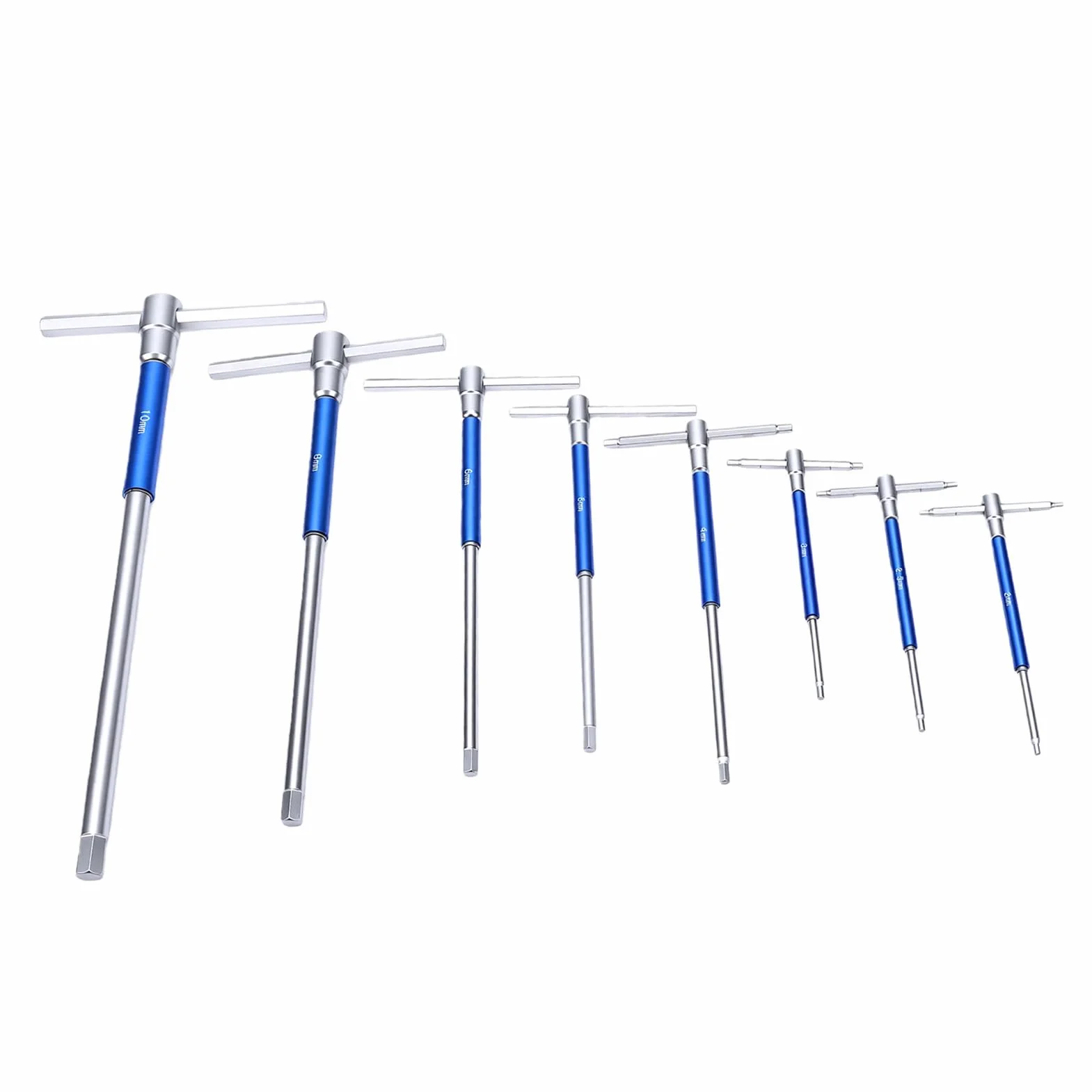 KIMISS Zestaw Kluczy Imbusowych z Uchwytem w Kształcie Litery T, 8 szt. Metrycznych Kluczy Imbusowych z końcówką kulistą od 2 Mm do 10 Mm, Przesuwna Rączka do Szybkiego Obrotu, z