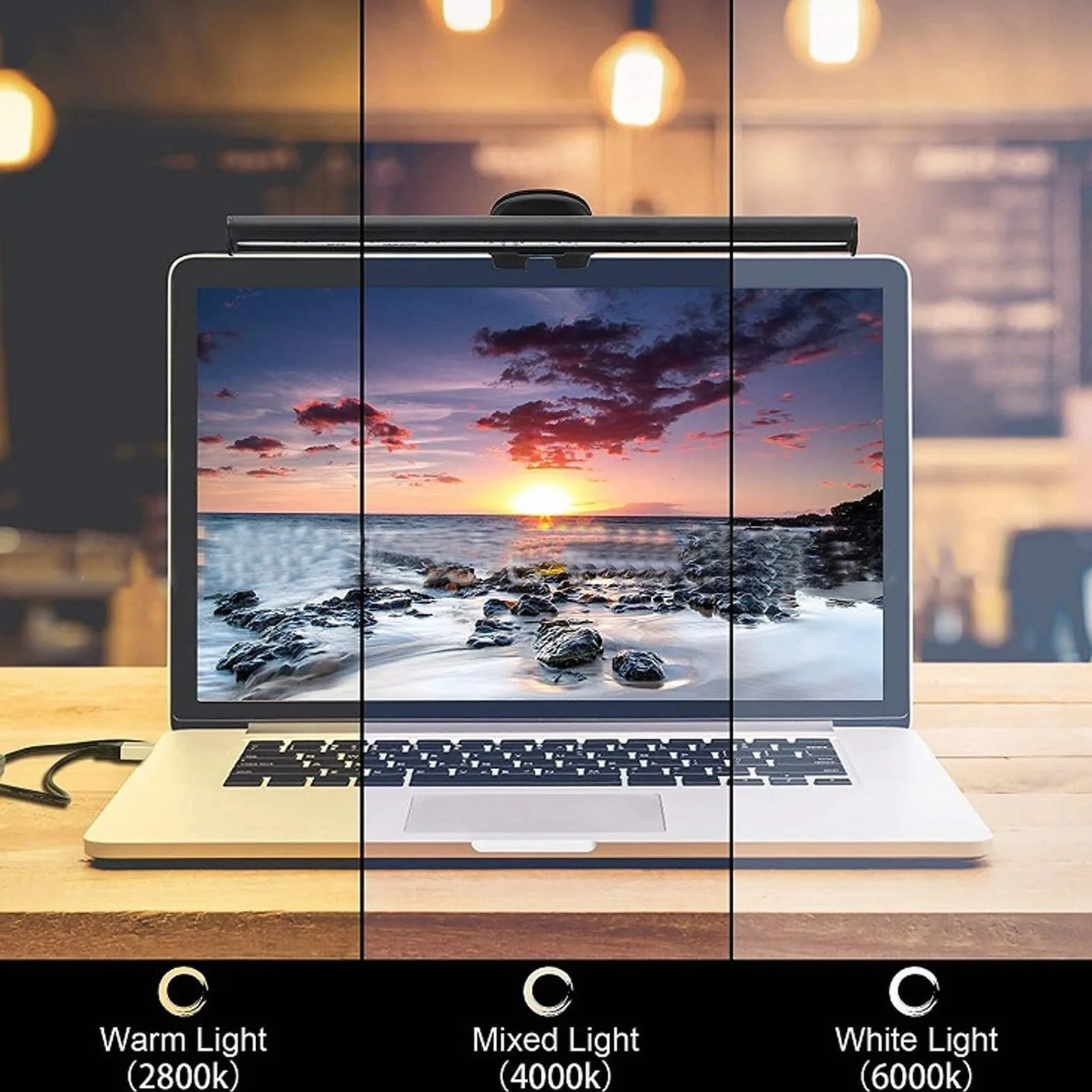 Akozon Monitor Wiszące Światło LED do Czytania, Ekran Monitora Bar, Pielęgnacja Oczu