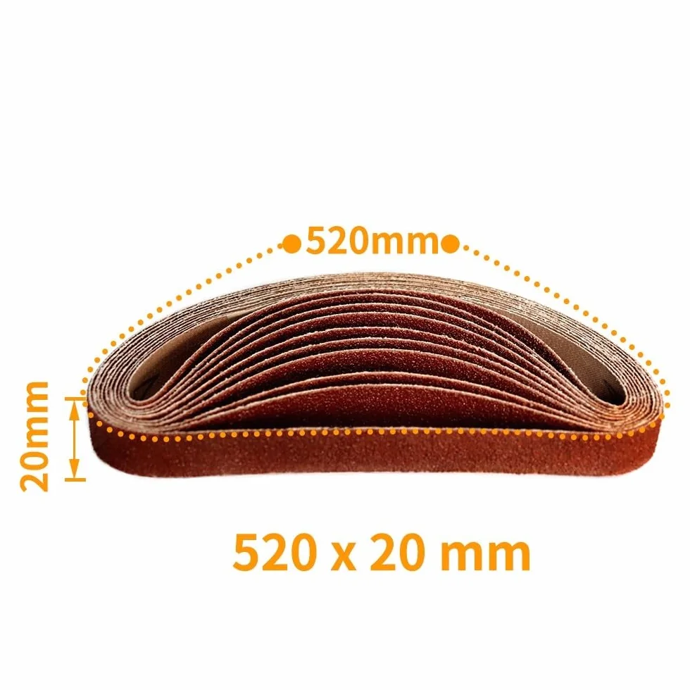 10 szt. taśm ściernych 520x20 mm, szlifierka taśmowa P40-1000, paski ścierne do szlifierek punktowych, spawalniczych(10PCS 150 Grit)