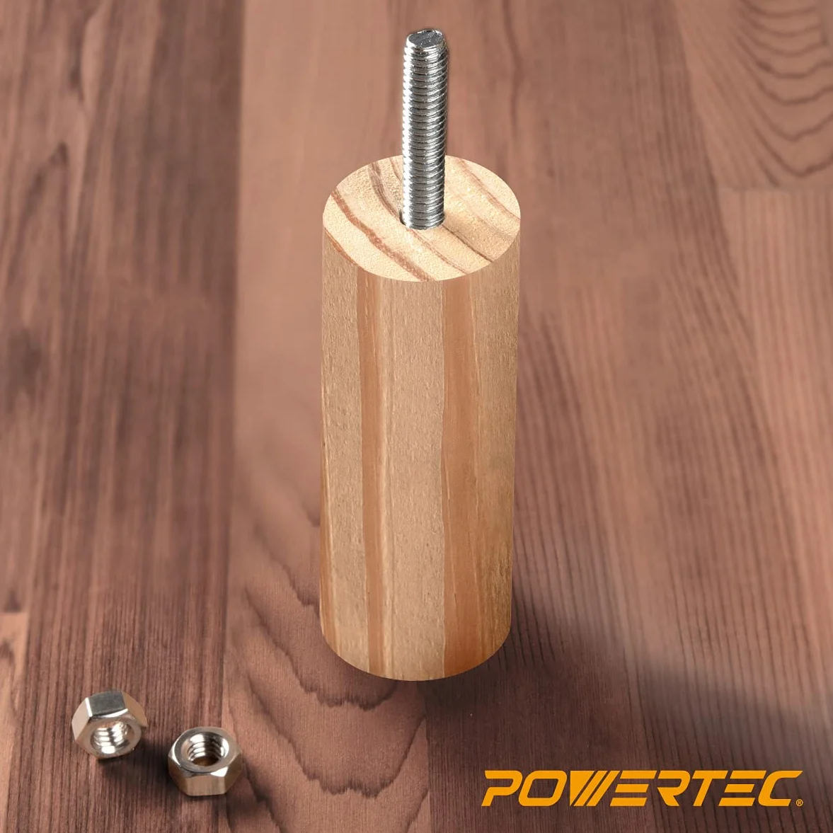 POWERTEC QHB1001 Śruby wieszakowe 5/16-18 x 7 cm, 50 sztuk z 2 szt. Nakrętki sześciokątne do montażu śrub