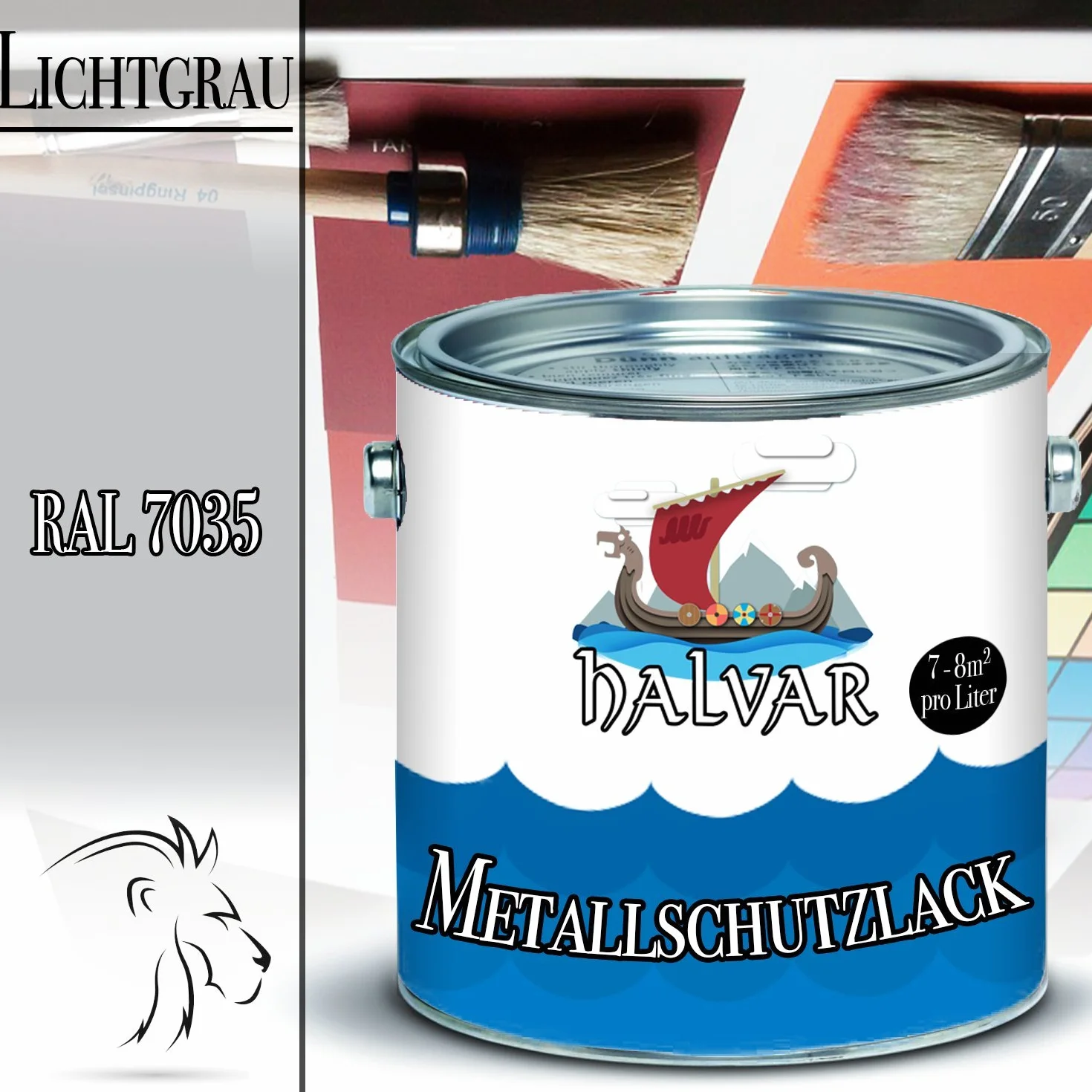 Halvar Farba ochronna do metalu skandynawski lakier ochronny do metalu, wyjątkowo wytrzymały lakier z żywicy syntetycznej, silny, odporny na warunki atmosferyczne i doskonała długotrwała ochrona do drewna i metalu (jasnoszary (RAL 7035))