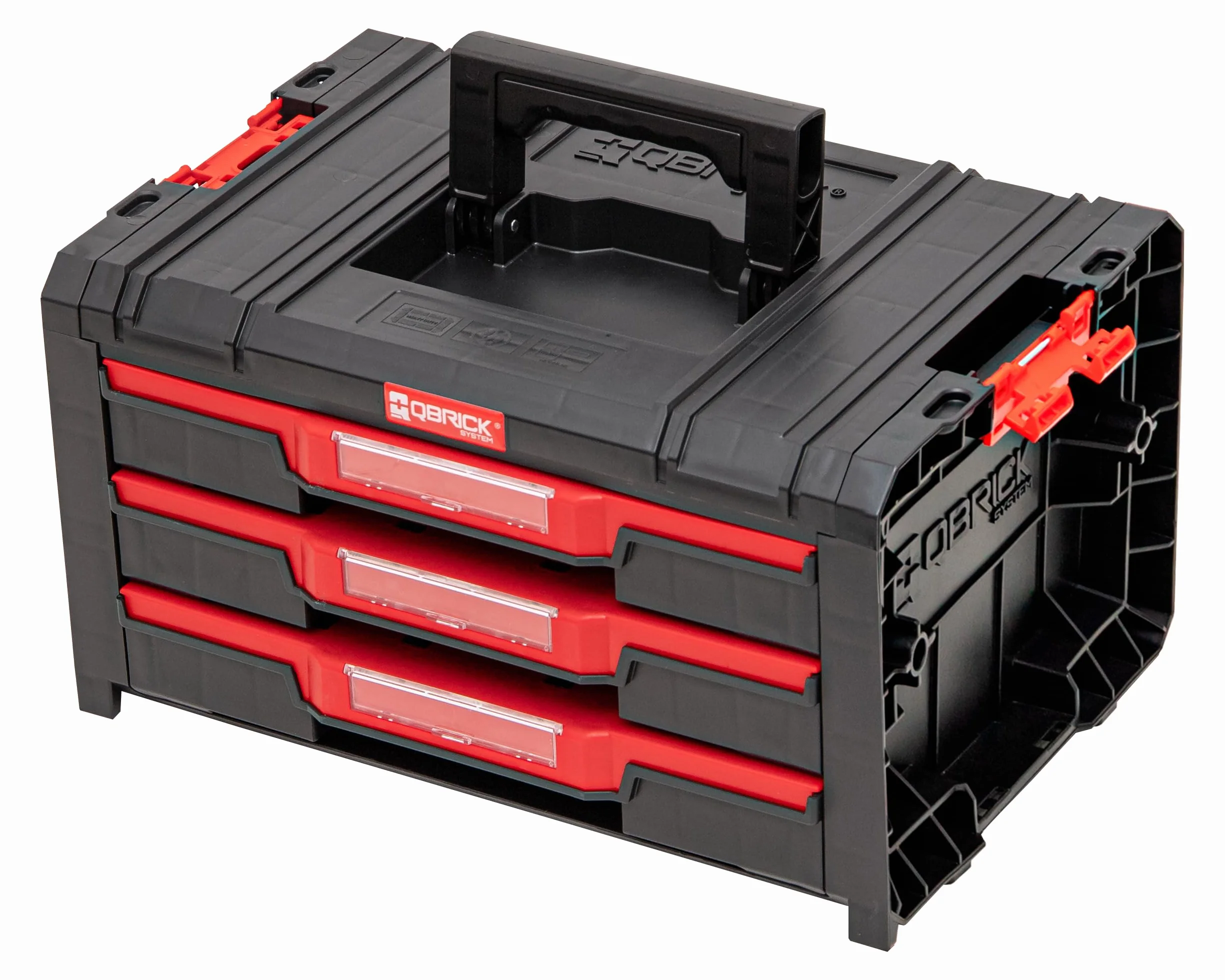 Qbrick System Skrzynka narzędziowa skrzynka narzędziowa Pusta skrzynka na narzędzia PRO Drawer 3 Toolbox 2.0 Expert czarno-czerwona 450 x 310 x 244 mm