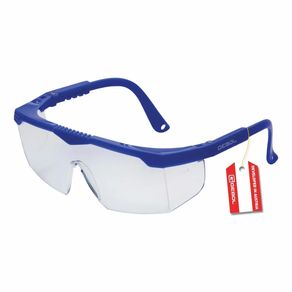 Gebol Safety Kids, okulary ochronne z lekkiego i odpornego na zarysowania materiału, bardzo lekkie okulary dziecięce z regulowanymi zausznikami, idealne do pomocy w majsterkowaniu, niebieskie