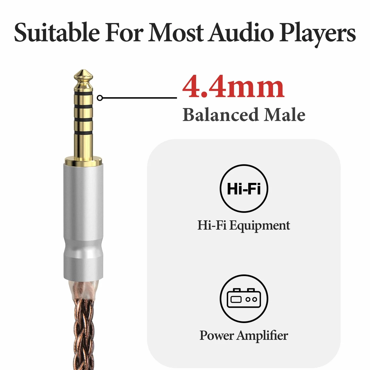 Geekria Apollo Kabel zbalansowany 4,4 mm 5-pin męski na męski 8 żył miedź monokrystaliczna 6N OCC do iFi Zen DAC V2/V3 Zen Can Zen Blue3 18 cm