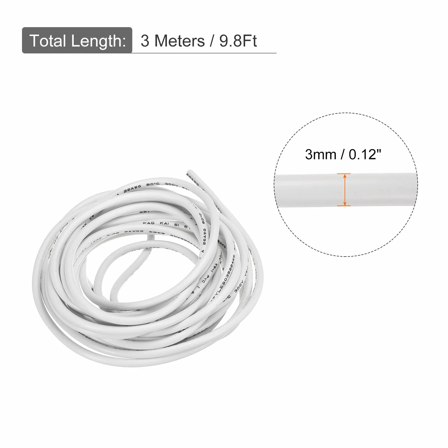 QUARKZMAN 26Awg Drut Elektryczny 2 Przewody Ul2464 Oświetlenie Led Zasilanie Kabel cynowy Miedź 9.8Ft Niskie napięcie Pvc Case Miękki Przedłużacz Biały Przewód do taśm Led Oświetlenie Lampy