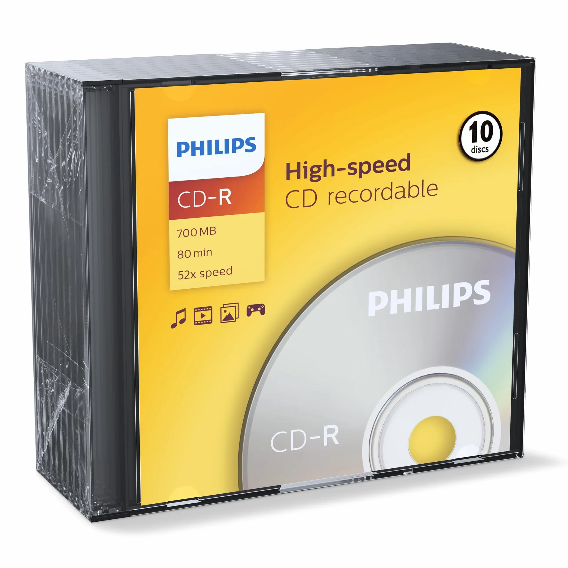 Philips CD-R nośniki 700 MB 80 minut 52x 10 sztuk Slim Case