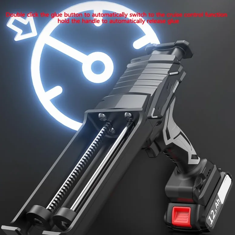 Elektryczny pistolet do klejenia – bezprzewodowy, podwójna rura, bateria 2,0 Ah, światło LED, 6 ustawień prędkości do precyzyjnego uszczelnienia, napełniania i uszczelniania
