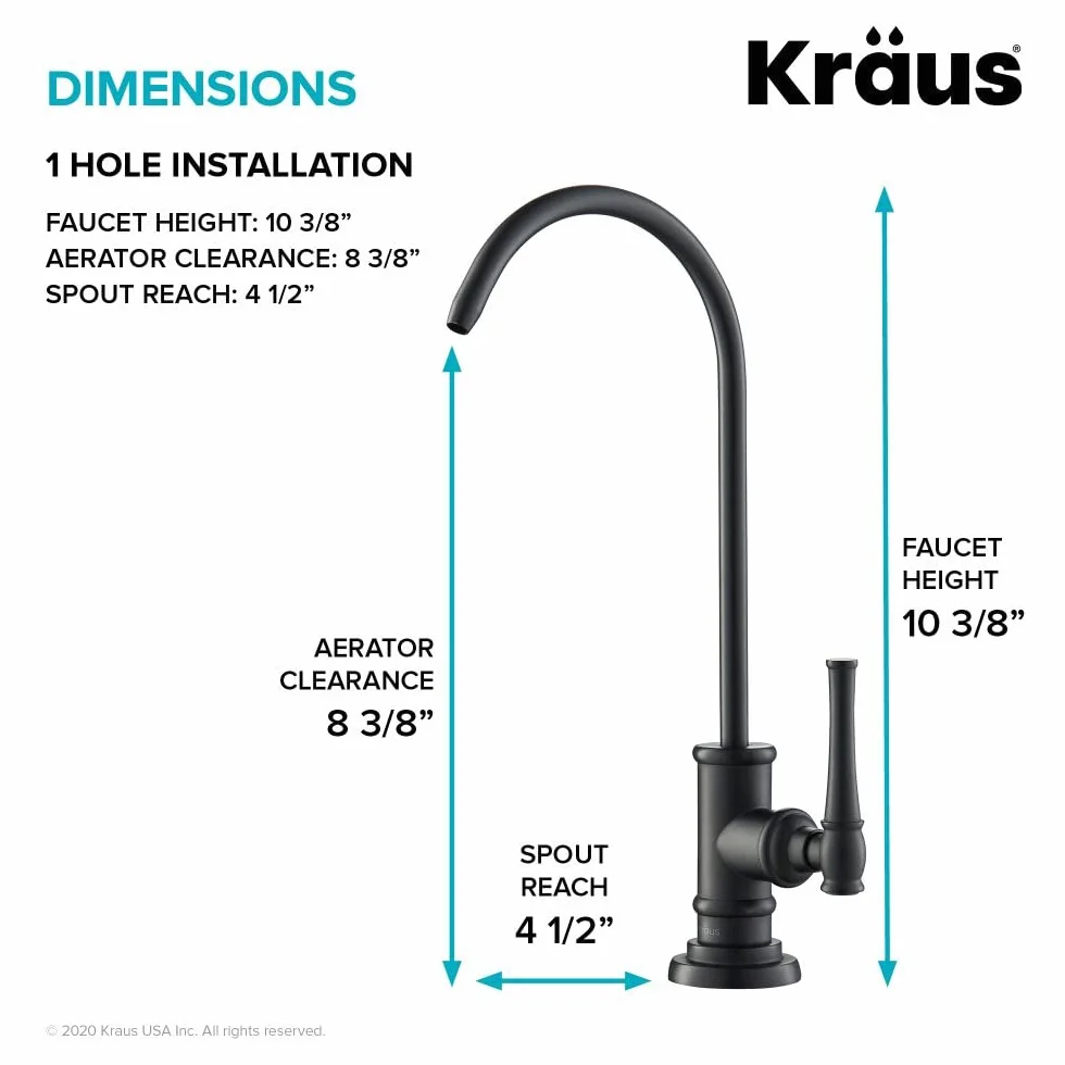Kraus FF-102MB Allyn 100% bezołowiowy kuchenny filtr do wody, czarny matowy