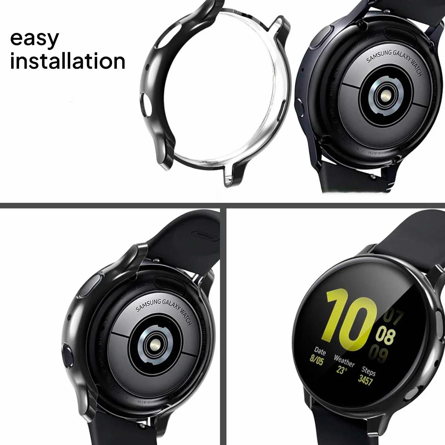 Etui ochronne TPU Samsung Galaxy Watch Active 2 40 mm OcioDual 3-pak czarno-złoty przezroczyste