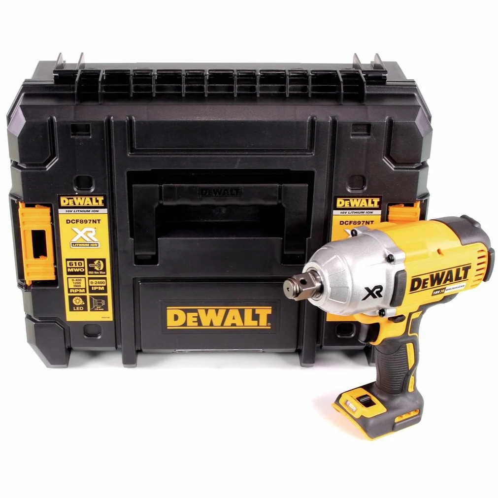 DEWALT Precyzyjny Llave udarowy bez escobillas xr 18v 3/4" alto par 950nm z anillo retención bez ładowarka/akumulator i z walizka tstak ii dla profesjonalistów i majsterkowiczów 18v