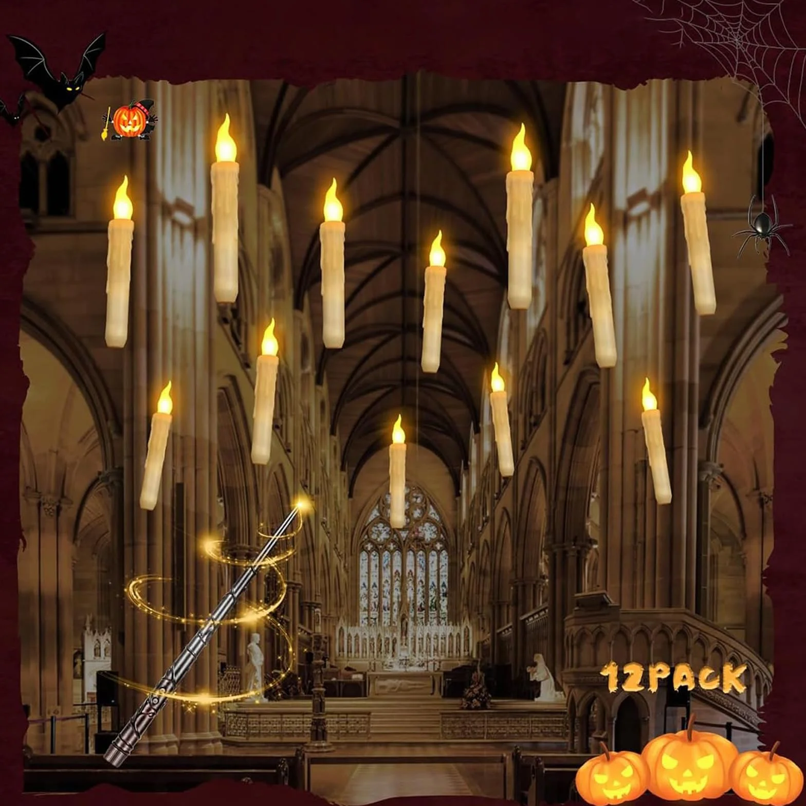 Dekoracja na Halloween – świece LED z pilotem zdalnego sterowania – pływające świece do użycia w pomieszczeniach, domu, klasie, sypialni, na przyjęcie urodzinowe (12)