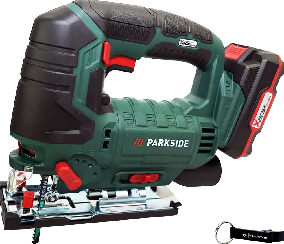 HEADNMORE® Bundle – PARKSIDE® 20 V akumulatorowa wyrzynarka wahadłowa PSTDA 20-Li C3 (w zestawie akumulator 2 Ah) + breloczek do kluczy