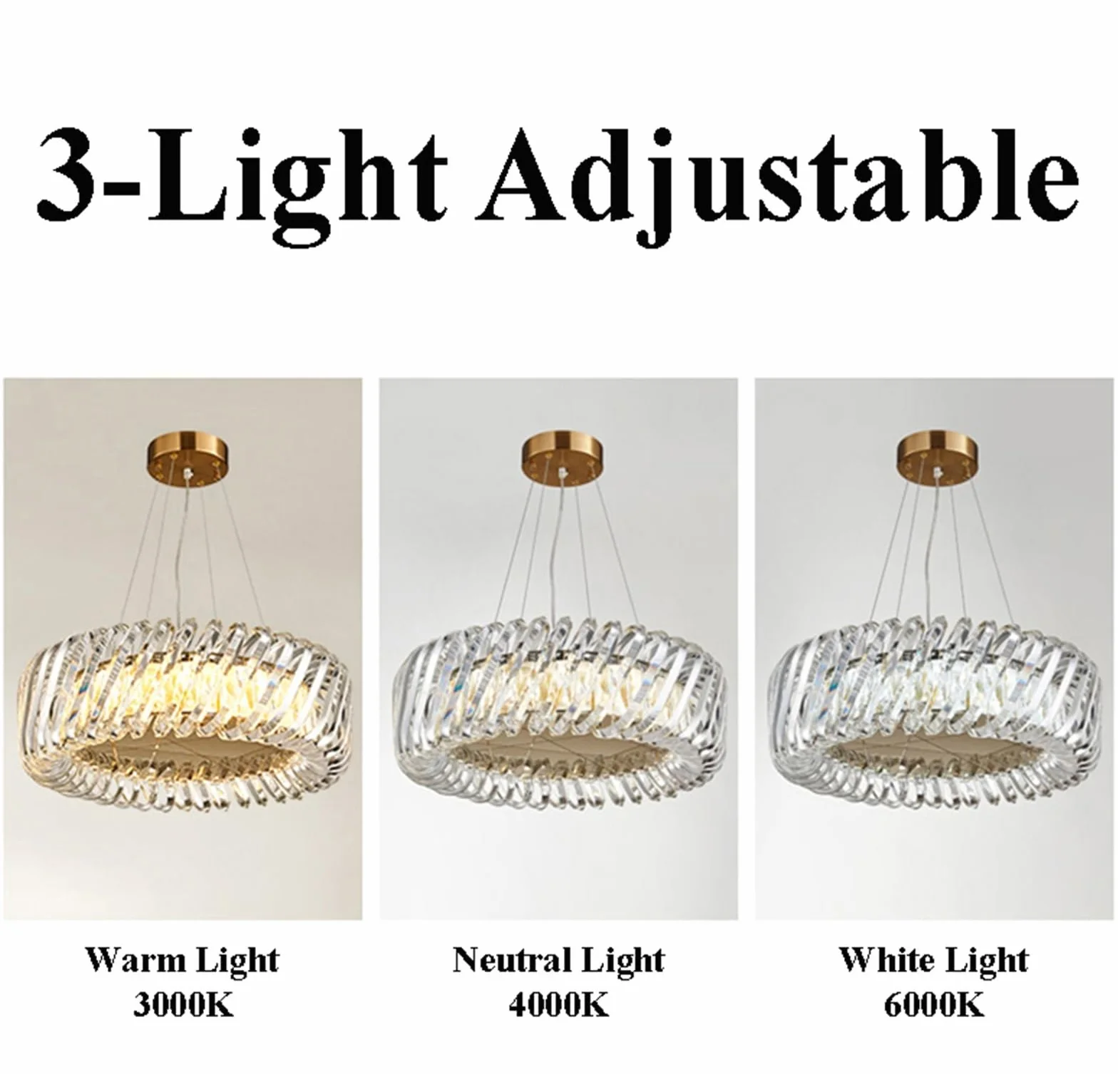 Nordycka luksusowa okrągła lampa sufitowa z kryształowym żyrandolem LED, kreatywna lampa wisząca do salonu i jadalni w willach, stylowa (białe światło 6000 K, średnica 80 x 22 cm)