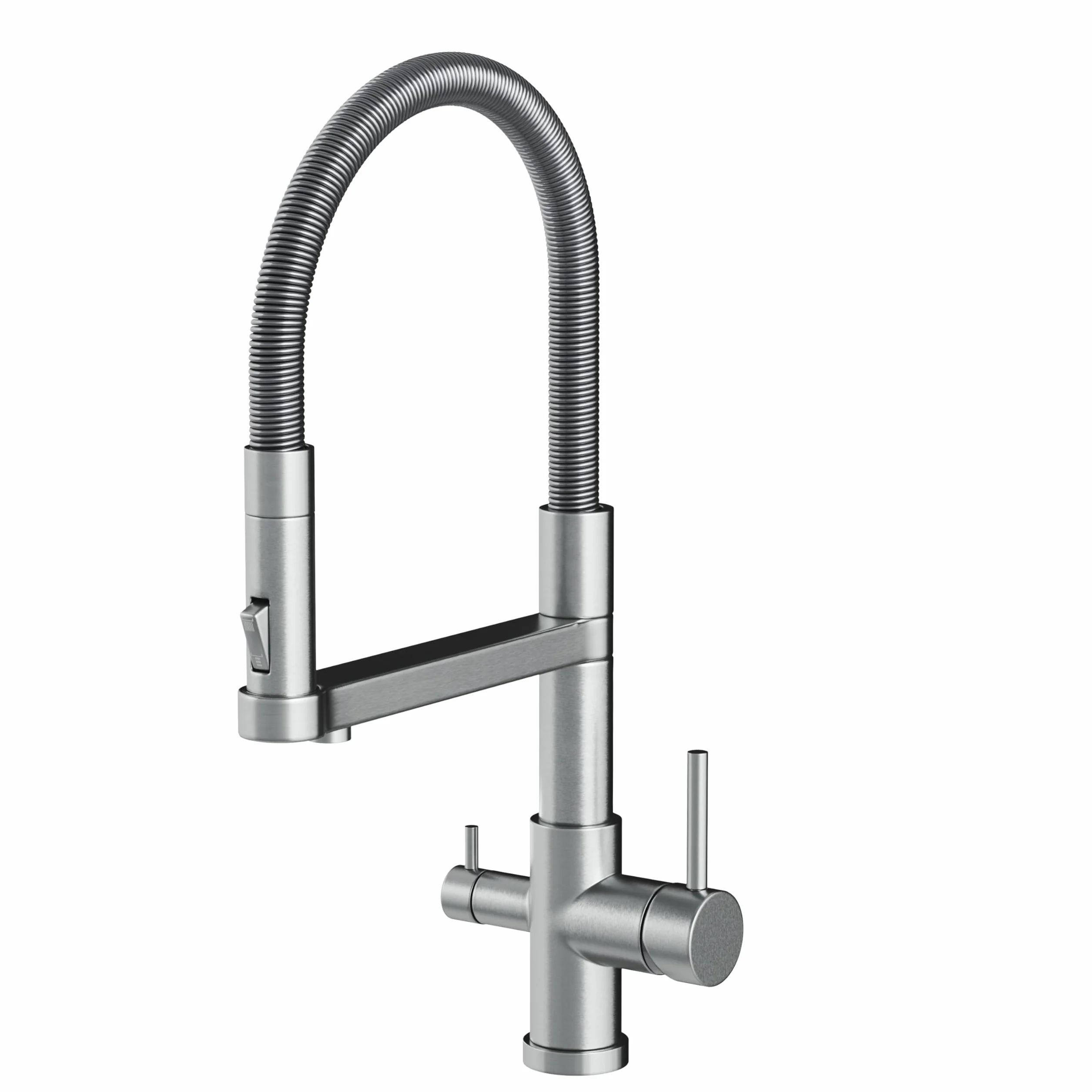 AORA® Statement INOX 3-drożny kran ze stali nierdzewnej | armatura kuchenna obracana o 360° z masywnej stali nierdzewnej 304 | armatura zlewozmywakowa do filtra wody, instalacji osmozy | kran z