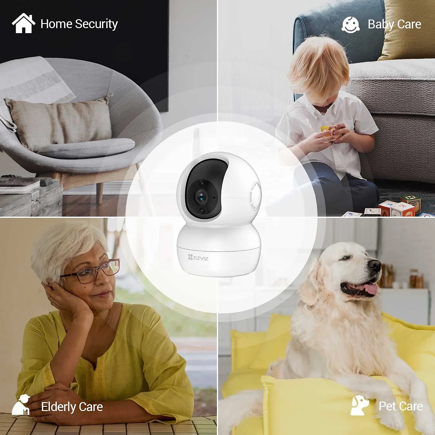 EZVIZ TY2 Wewnętrzna Kamera WiFi 360° 1080P Widzenie Nocne Wykrywanie Ruchu Dwukierunkowy Dźwięk